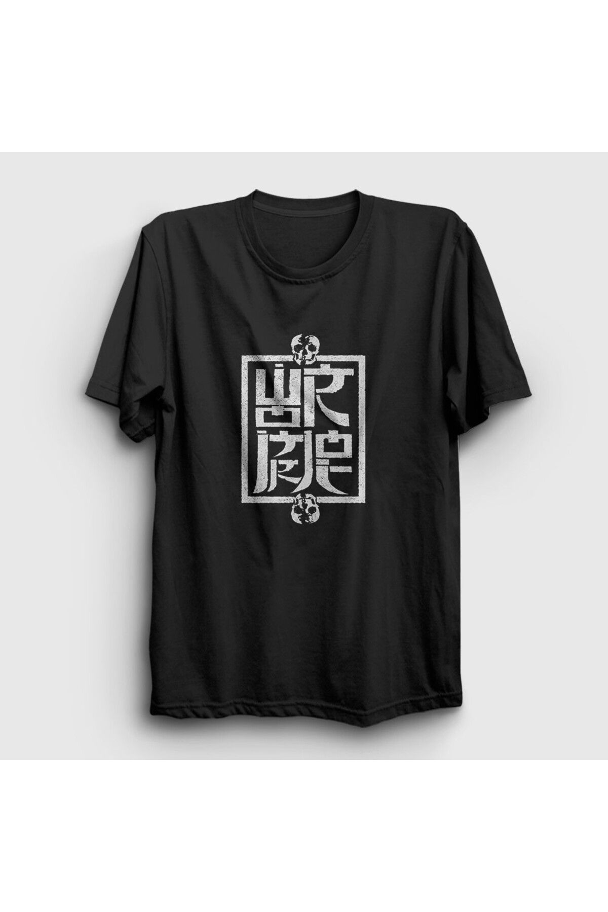 Presmono Unisex Siyah Skull Logo Wormrot T-Shirt 551333tt