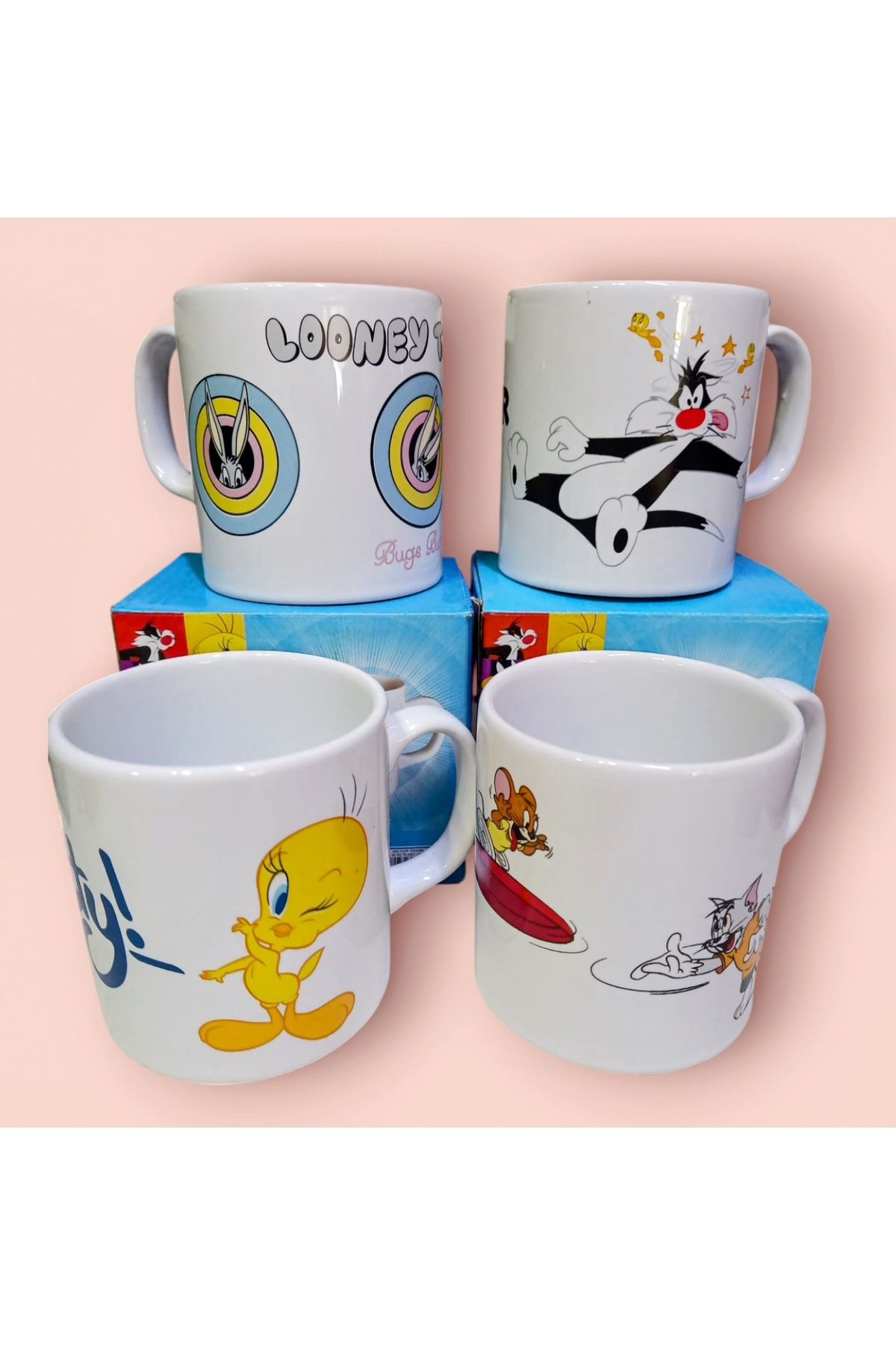 izmir yazici servis Lisanslı Looney Tunes 330 Ml Kupa Mug Latte Fincanı 1 Adet Hediyelik Set Tweety Sylvester Bunny
