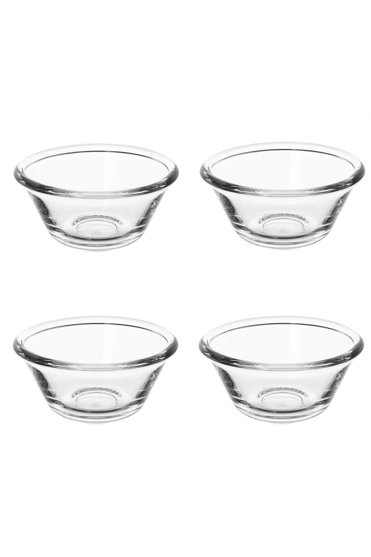 IKEA KALİTELİ 4 Adet Küçük Sos Sunum Kasesi Çap 12 Cm İkea 4'li Set Mini Cam Kase Şeffaf Hacim 200 ml