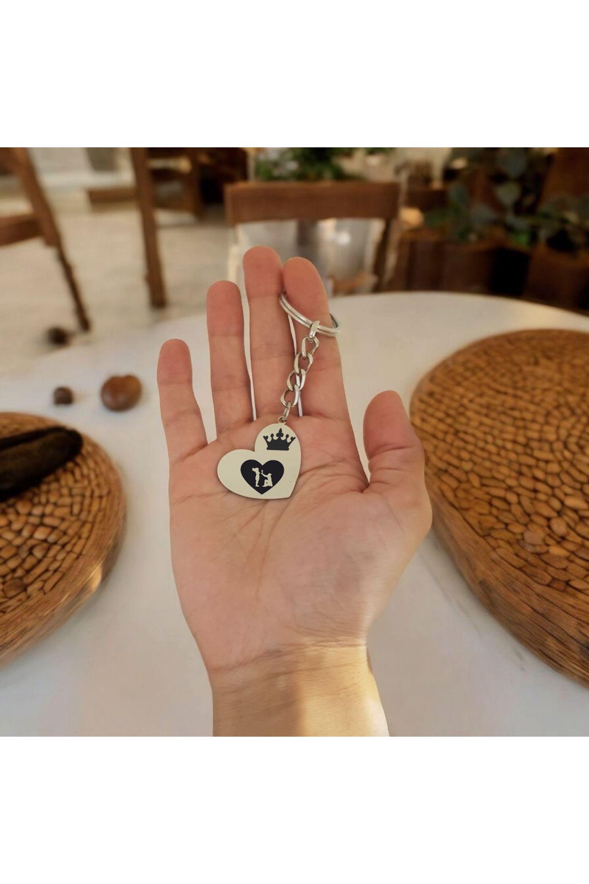 ARCHINO GOLD Aşk Temalı Paslanmaz Çelik Plakalı Kalp Motifli Zincirli Hediyeye Özel Anahtarlık-487sembol