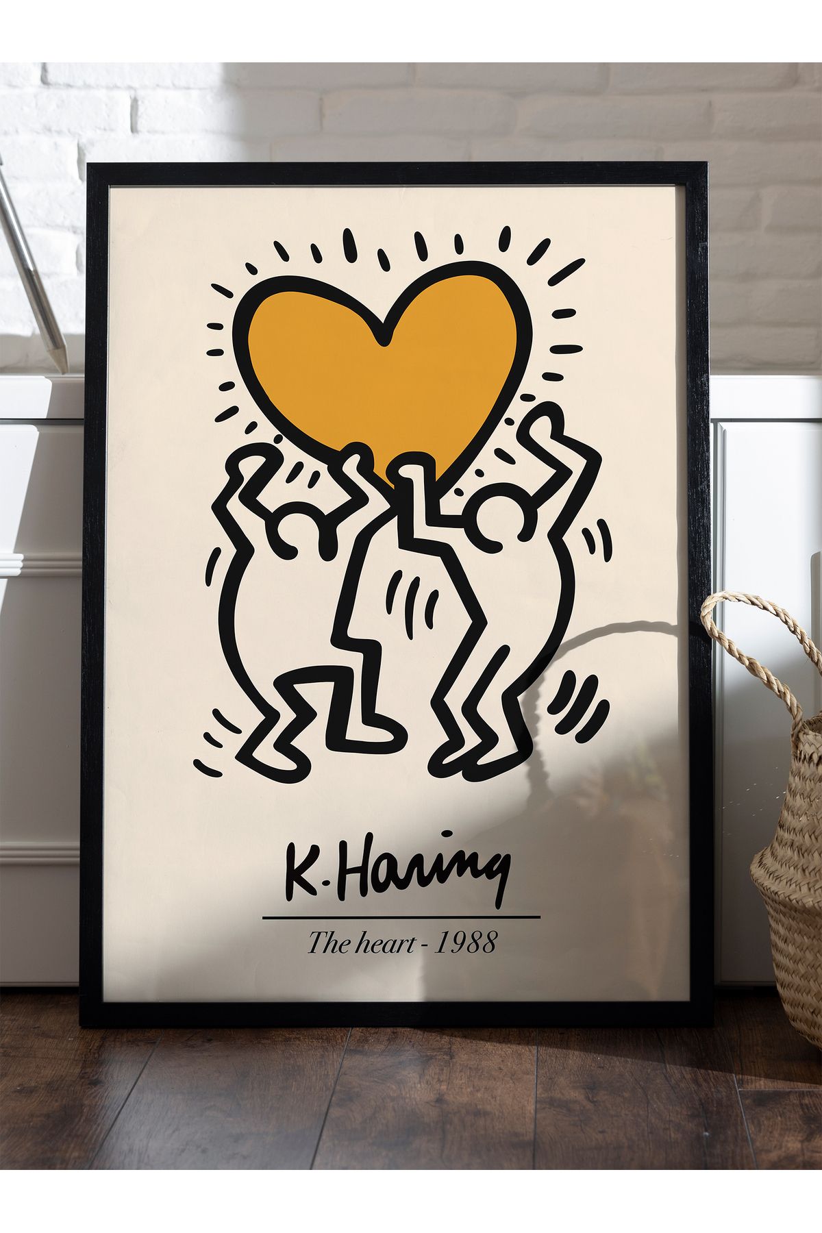 Keith Haring Ahşap Çerçeveli Dekoratif Duvar Tablosu