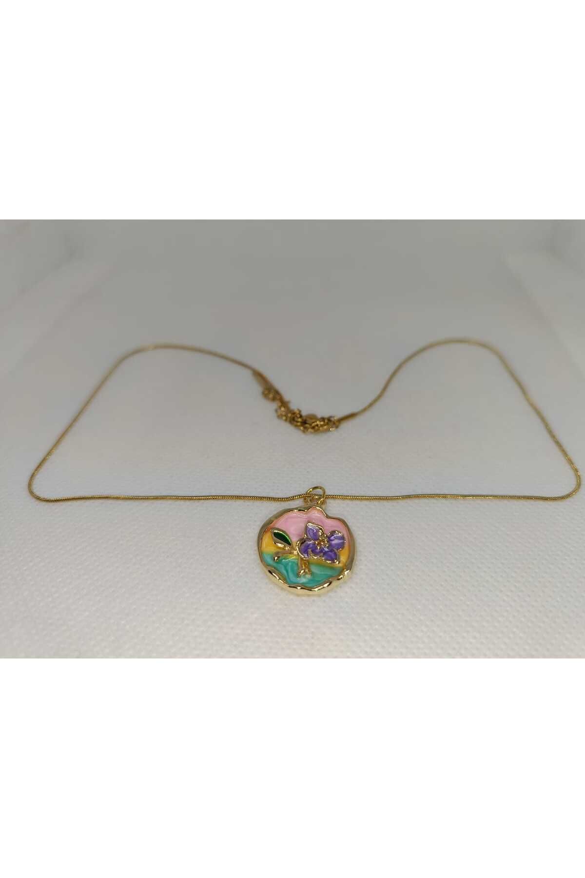 Store Çiçek Desenli Moda Paslanmaz Çelik Gold Kolye
