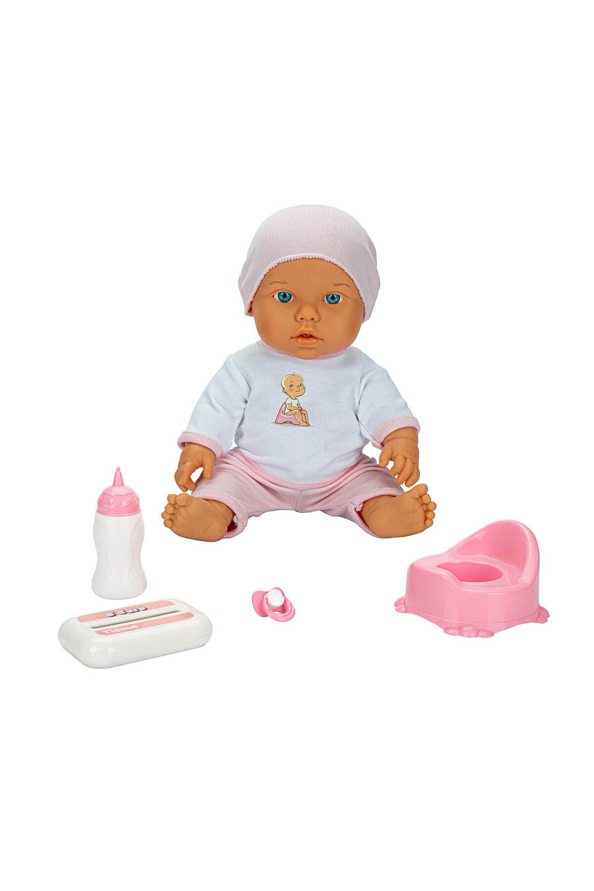 Sunman Bebelou Tuvalet Zamanı Sesli Bebek Seti 32 cm 30738 Pembe