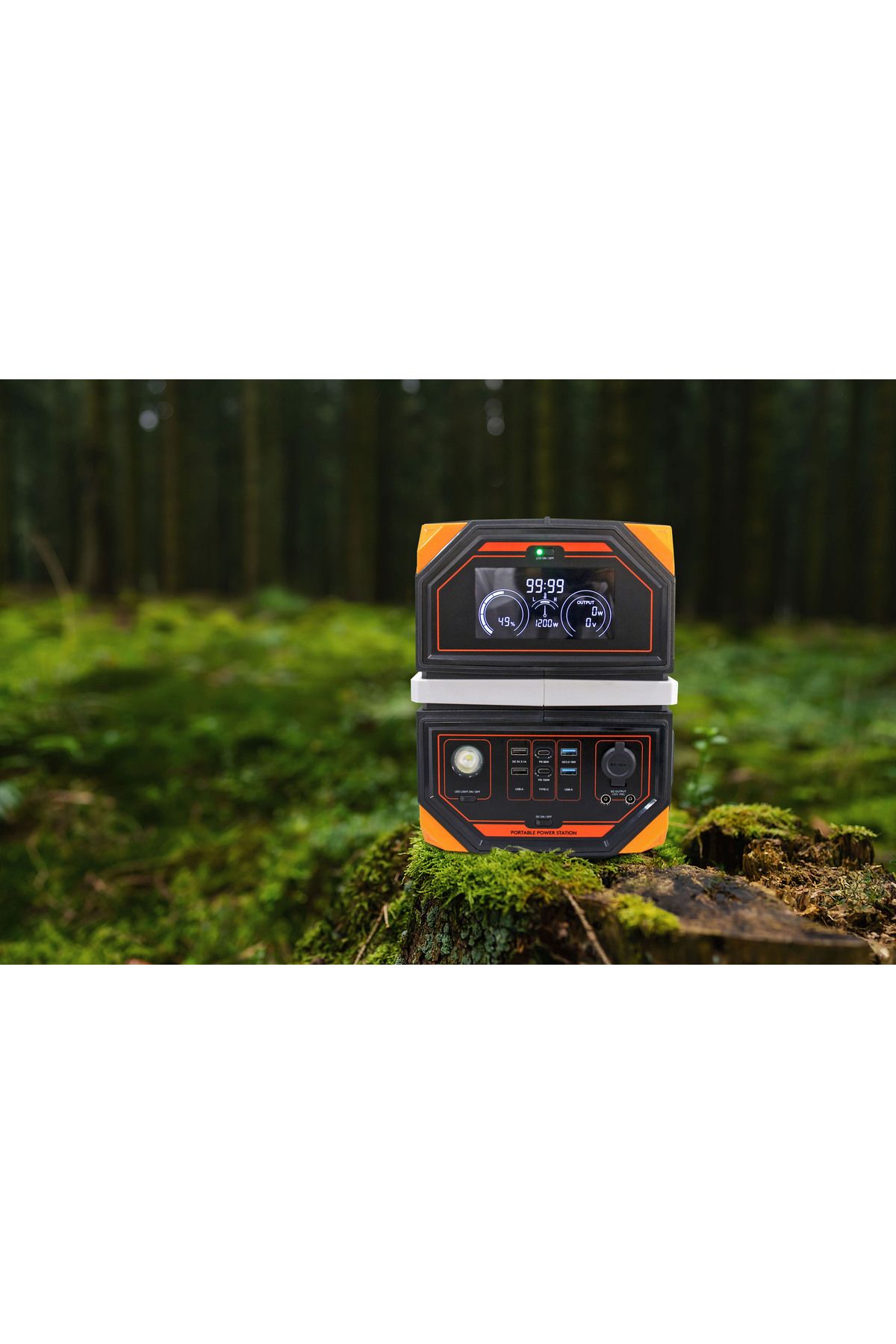 Technaxx-Stație de încărcare Tx-231, 917 Wh, 1200 W, USB-C, USB-A, 2 x 230 V, priză auto, negru/portocaliu 7