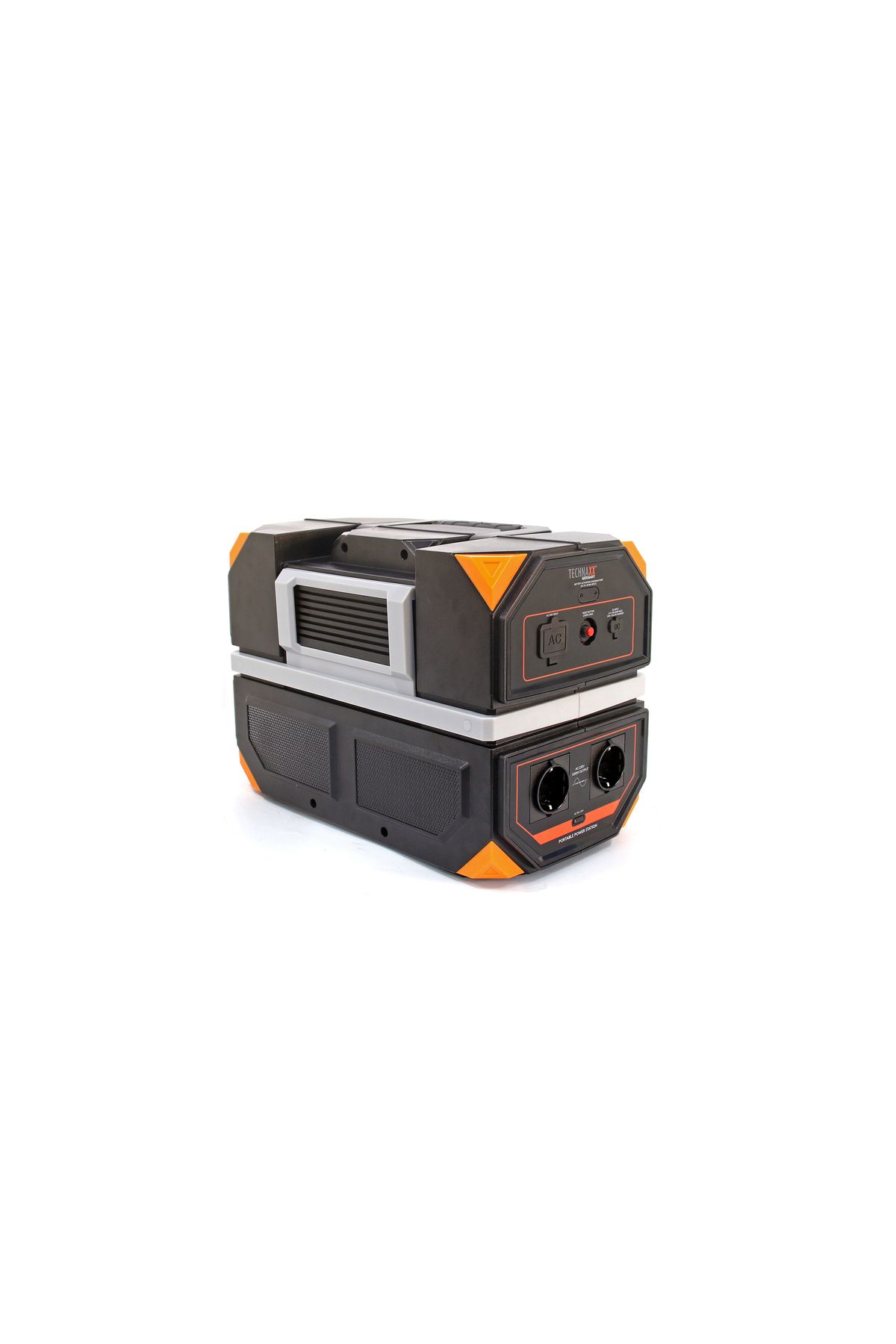 Technaxx-Stație de încărcare Tx-231, 917 Wh, 1200 W, USB-C, USB-A, 2 x 230 V, priză auto, negru/portocaliu 3