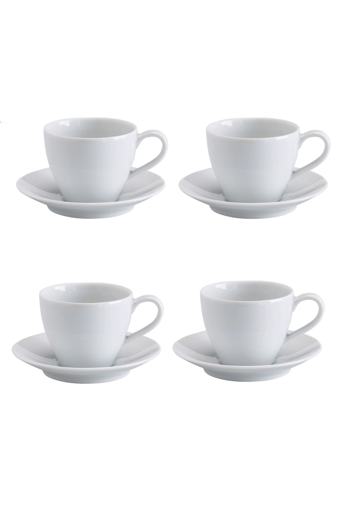 IKEA KALİTELİ 8 Parça Çay Kahve Fincan Takımı Seti İkea Beyaz Porselen Tabaklı Fincan Seti Hacim 200 ml