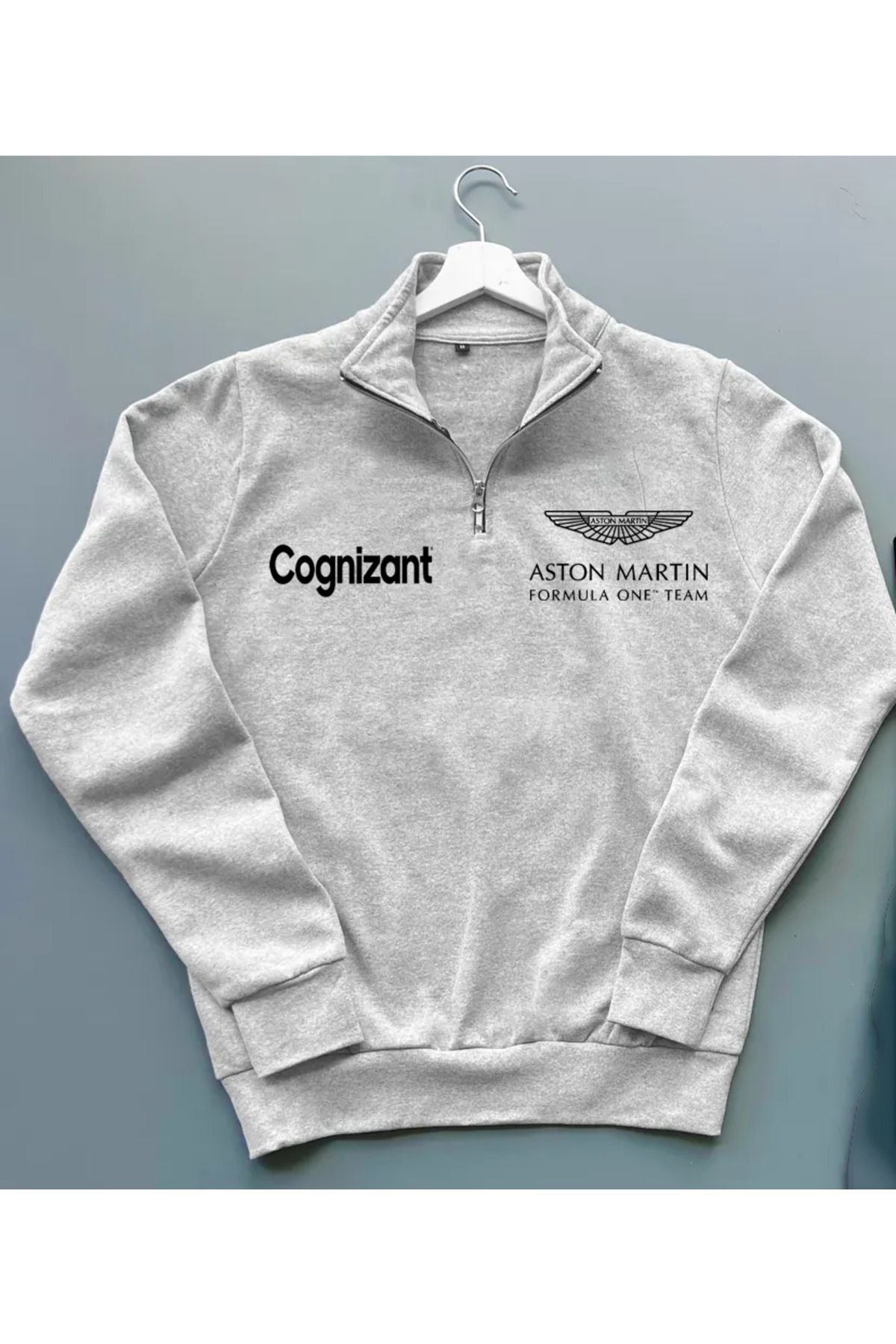 Pisa Art Aston Martin Aramco Cognizant FORMULA 1 F1 ÖZEL TASARIM %100 PAMUK YARIM FERMUARLI SWEATSHİRT