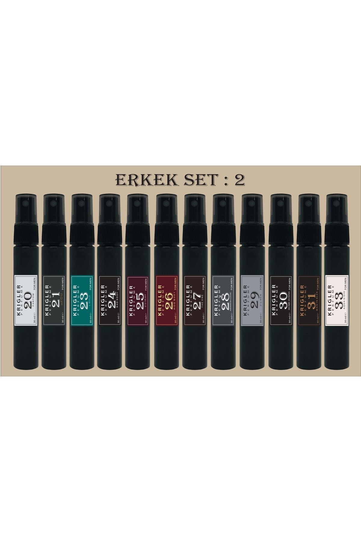 Krigler 30 ML Kalem Parfüm 12 adet 360 ml / Erkek Set 2