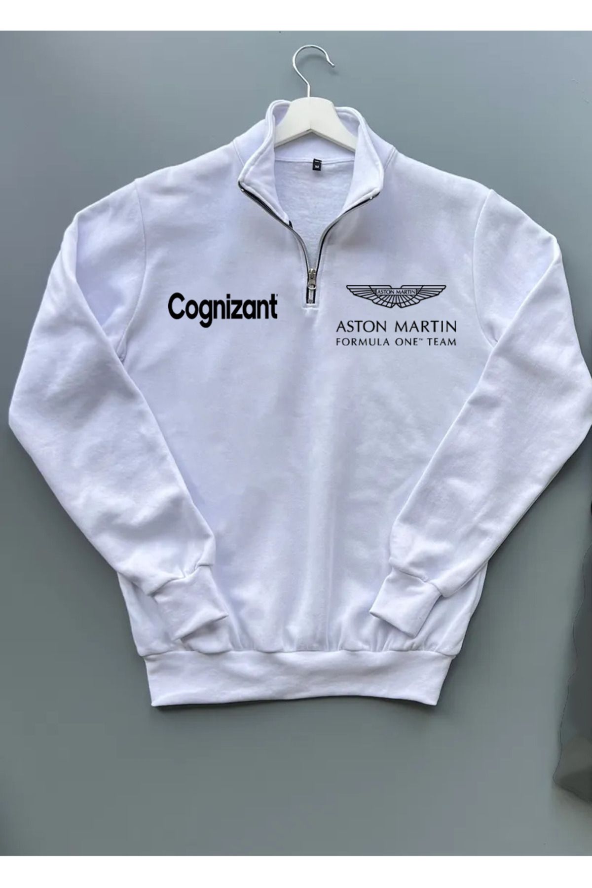 Pisa Art Aston Martin Aramco Cognizant FORMULA 1 F1 ÖZEL TASARIM %100 PAMUK YARIM FERMUARLI SWEATSHİRT