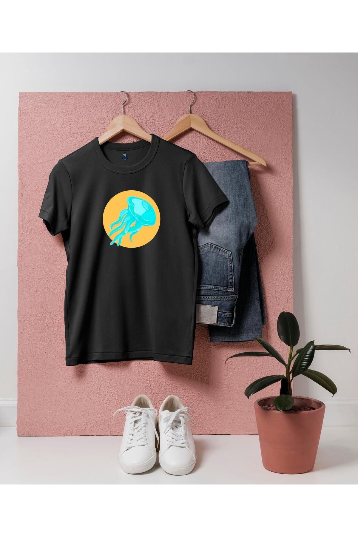 bahriyeli.jpeg Oversize Balık Tasarımlı Cep Baskılı Unisex T-Shirt