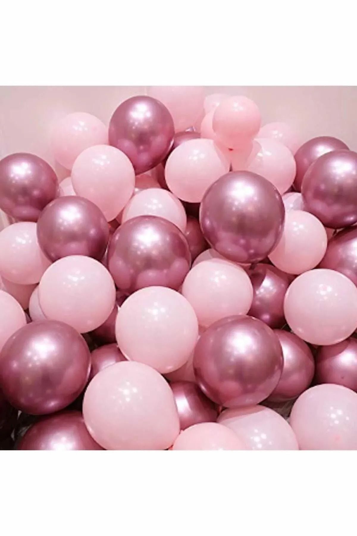 Parti Zamanı Krom Pembe Ve Makaron (pastel) Pembe Renk 15 Li Balon