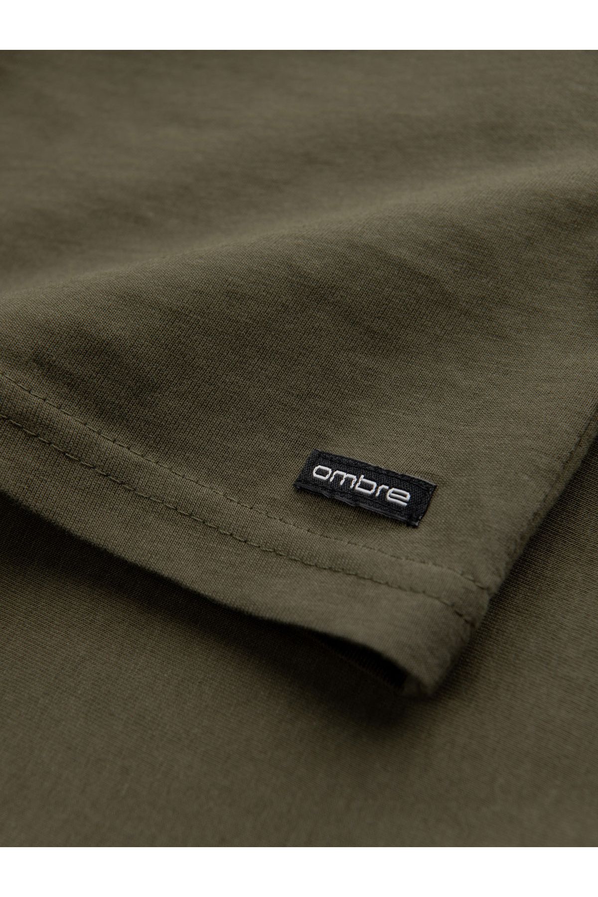 OMBRE-Herren Langarmshirt aus Baumwolle mit Knöpfen am Halsausschnitt - Dunkeloliv V1 OM-LSCL-0107 L 8