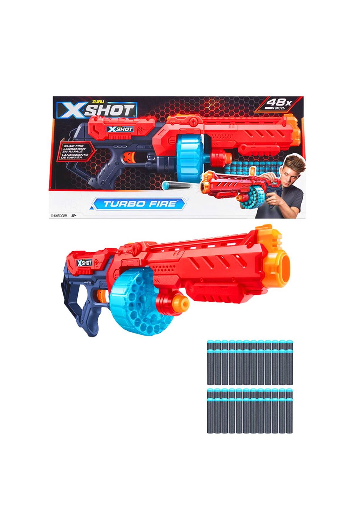 Art Tone ZURU X-SHOT SÜNGER TABANCASI 36270 EXCEL TURBO FİRE 48 MERMİ 8+