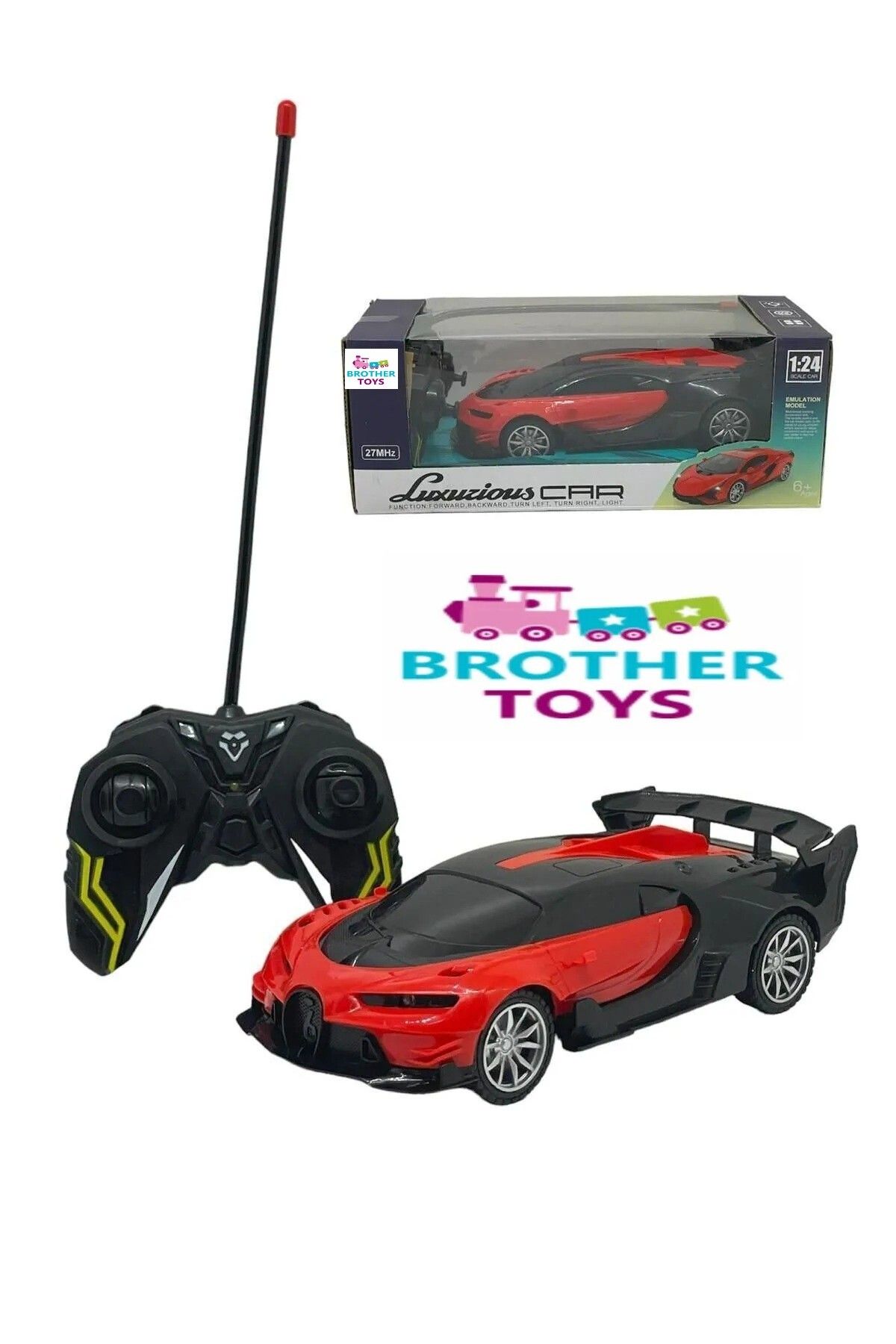 Brother Toys Uzaktan Kumandalı Bugatti Chiron 1:24 Ölçekli 4 Fonksiyonlu Işıklı Araba Kırmızı Renk