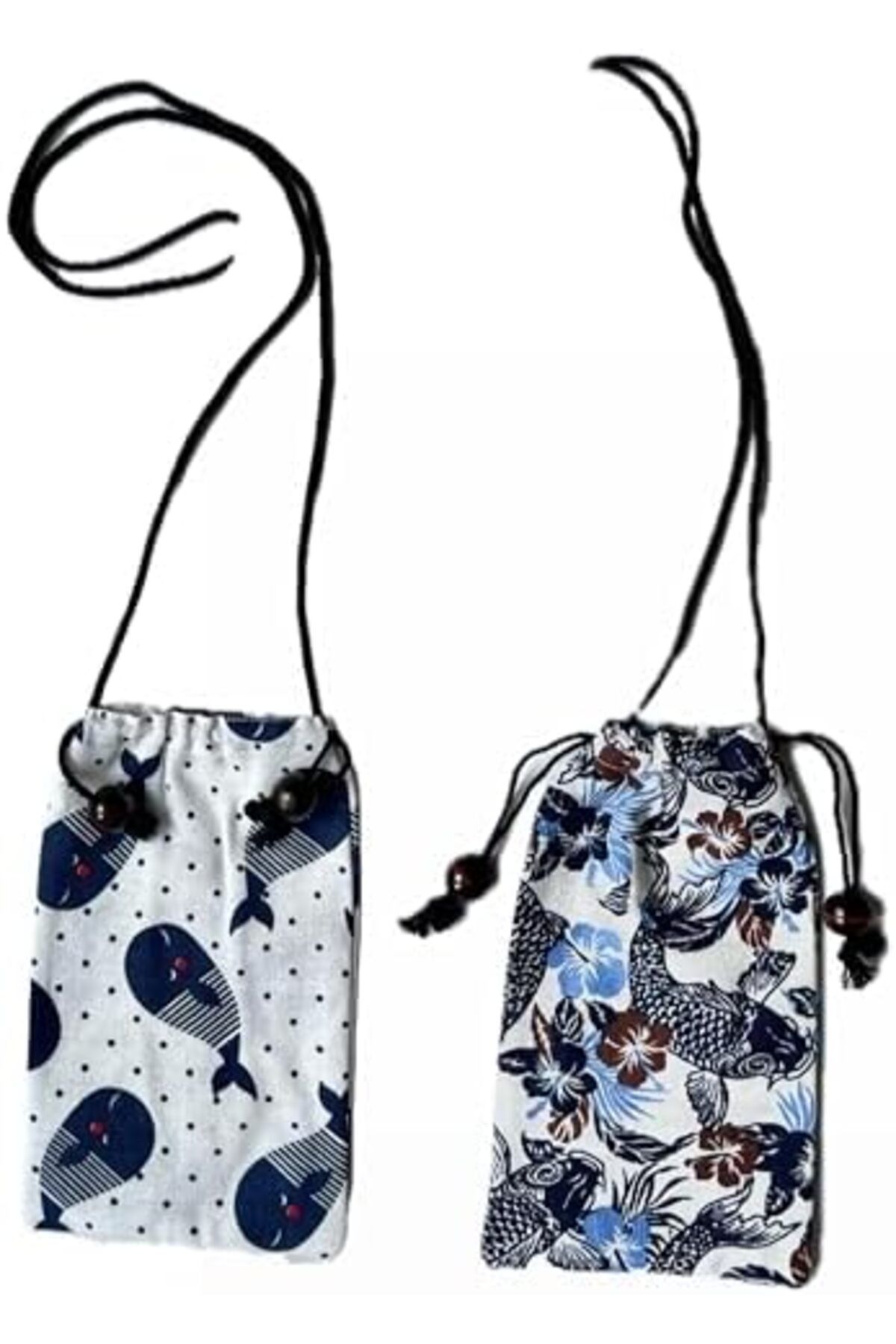 Generic-2 Pcs of Cloth Drawstring Mini Bag With Strap Ancient Style (03) 18×12 cm 2