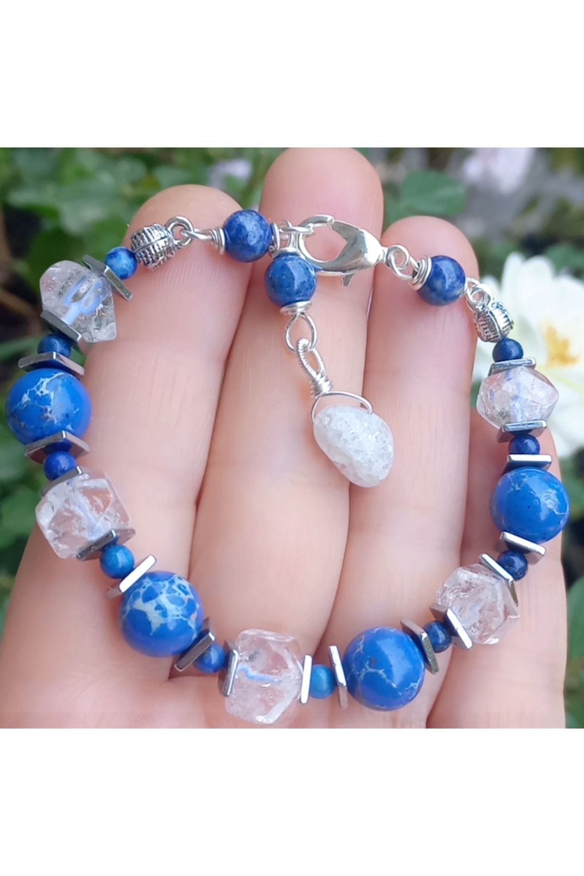 Sibelce 2311 Varisit kristal Kuvars Lapislazuli el yapımı bileklik
