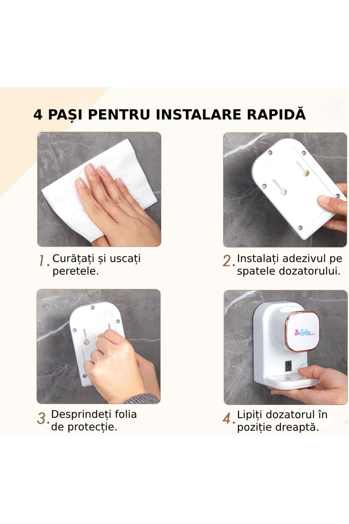Sofia Concept-Dozator Pasta De Dinti Automat Sofia CONCEPT®, Senzor Infrarosu, 3 Nivele, 1200mAh, Black Core 4