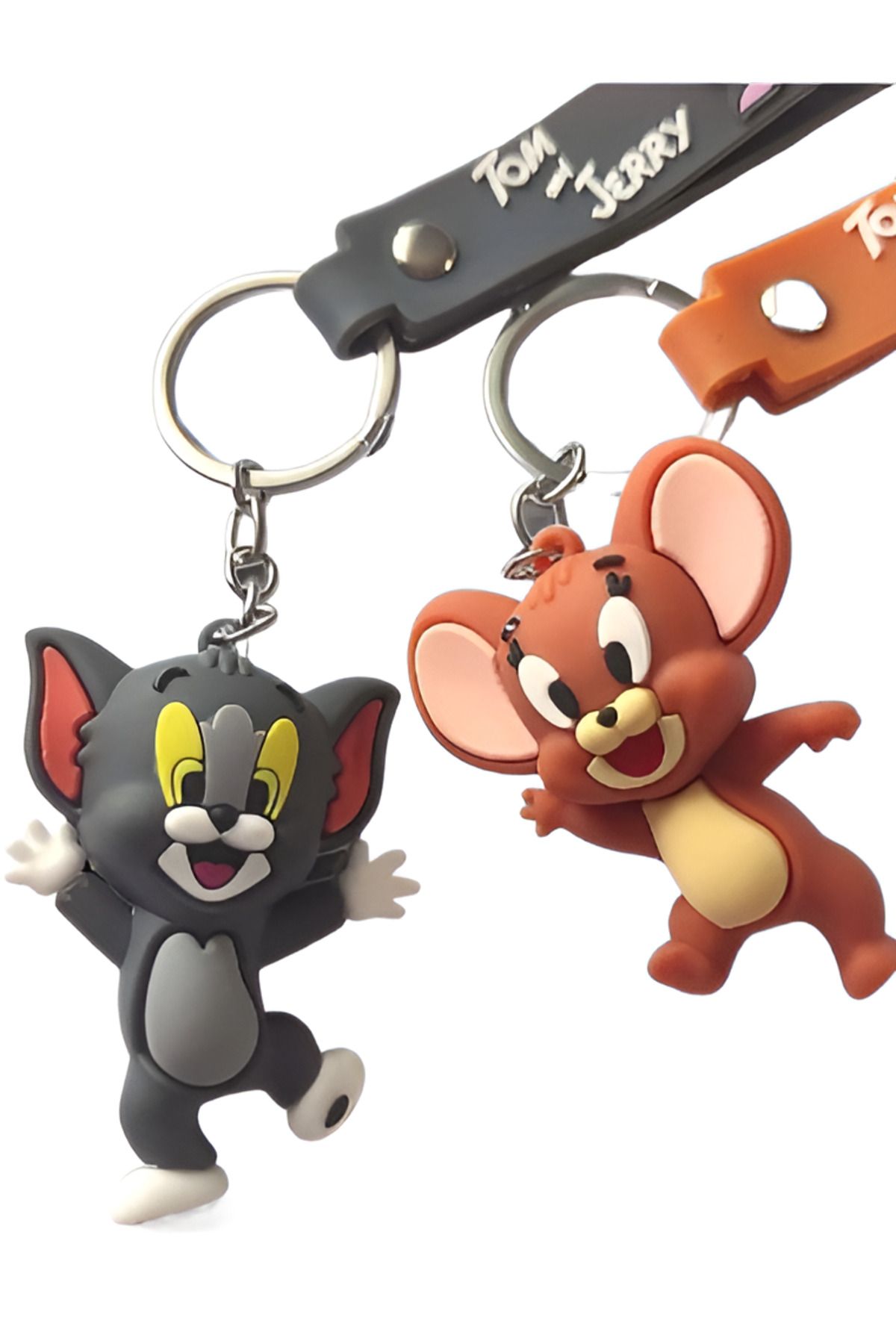 Wolawood Tom ve Jerry Figürlü Anahtarlık Seti Sevimli Çanta Süsü Koleksiyonluk Karakter Hediyelik 2'li Takım