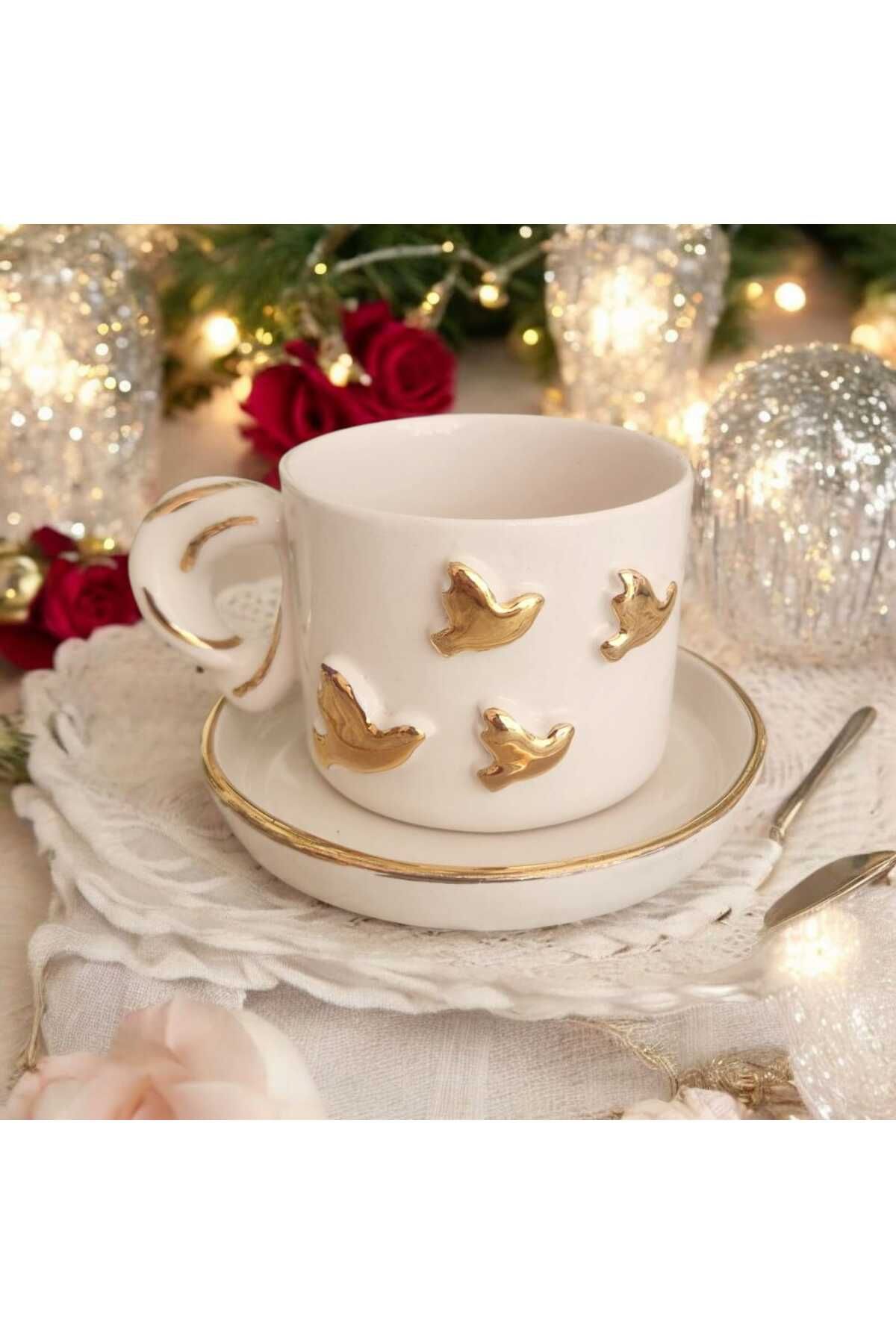sowilodoo 24k Altın Güvercin Dekorlu Mug Bardak