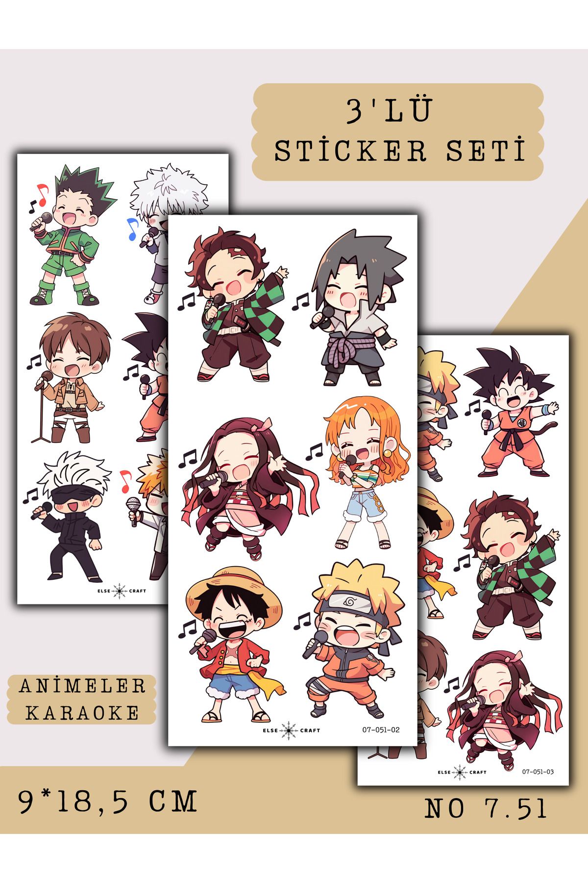 Else Craft 3'lü Animeler Karaoke Anime Manga Temalı Sticker 7.51