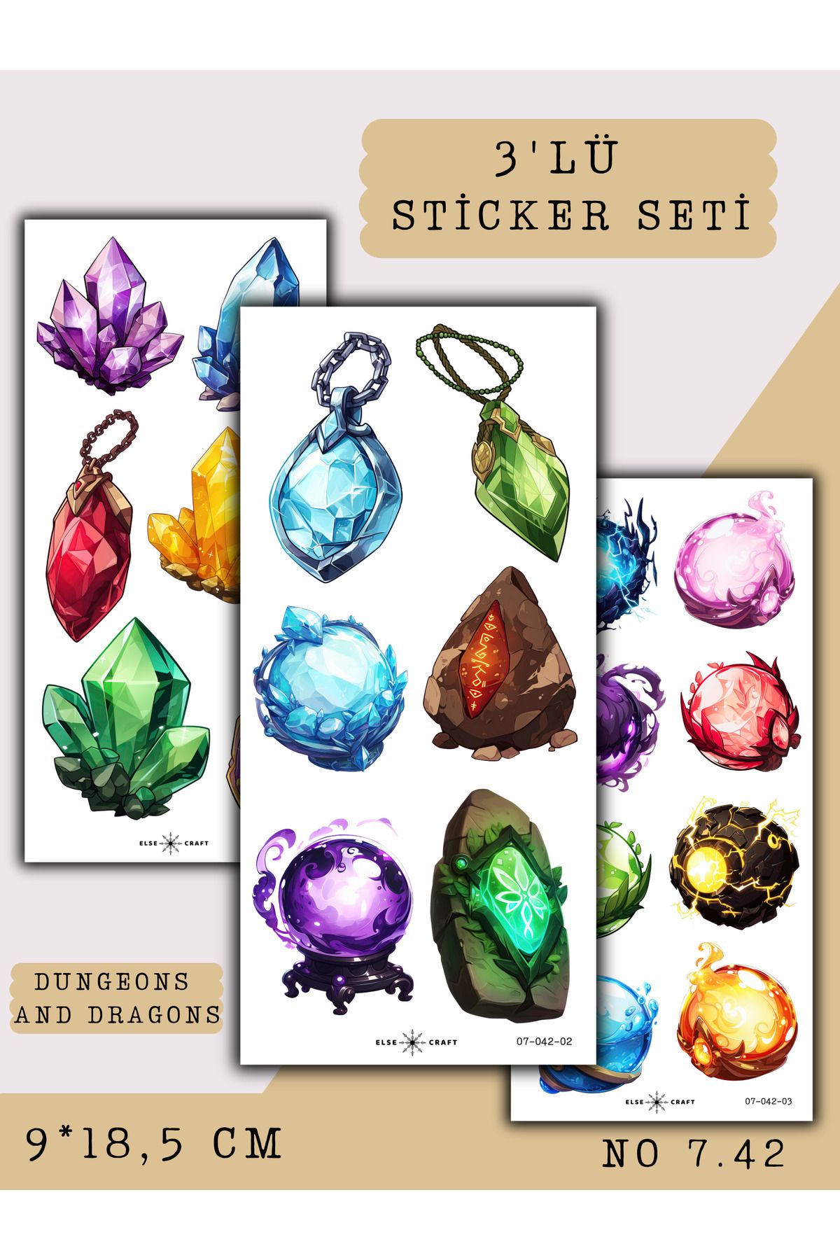 Else Craft 3'lü Dungeons And Dragons Anime Manga Temalı Sticker 7.42