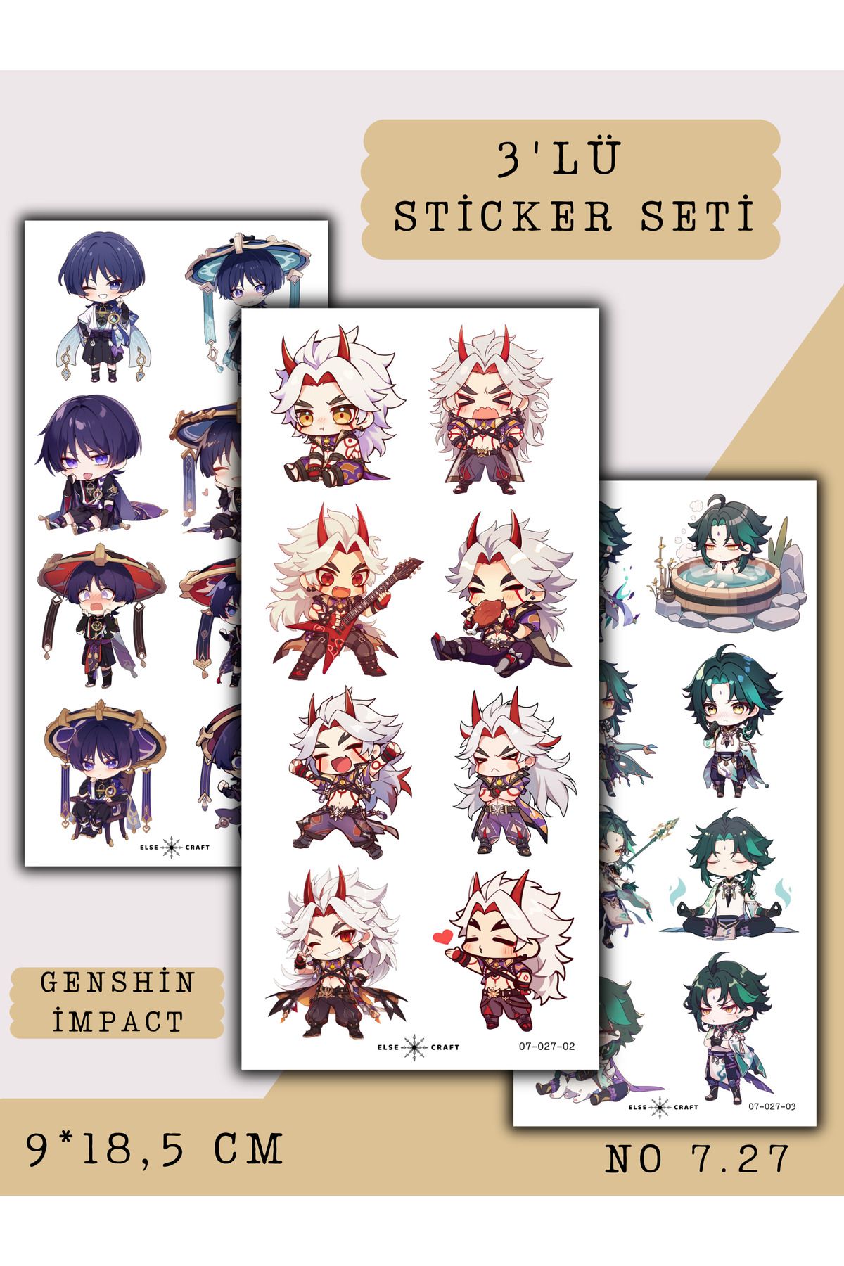 Else Craft 3'lü Genshin İmpact Anime Manga Temalı Sticker 7.27