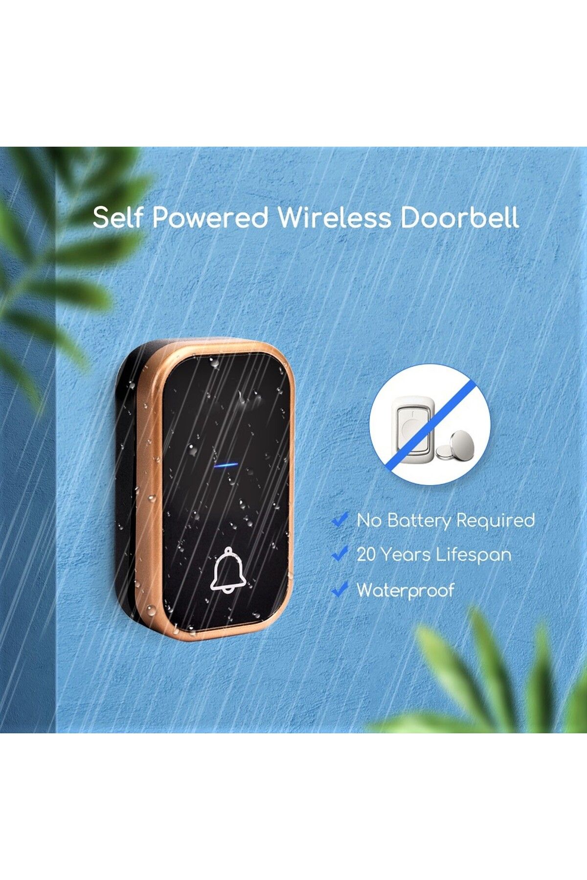 Sofia Concept-Sonerie Fara Fir/ Wireless SofiaCONCEPT®, IP57, 36 Melodii, Alimentare Priza, Negru/Auriu 7
