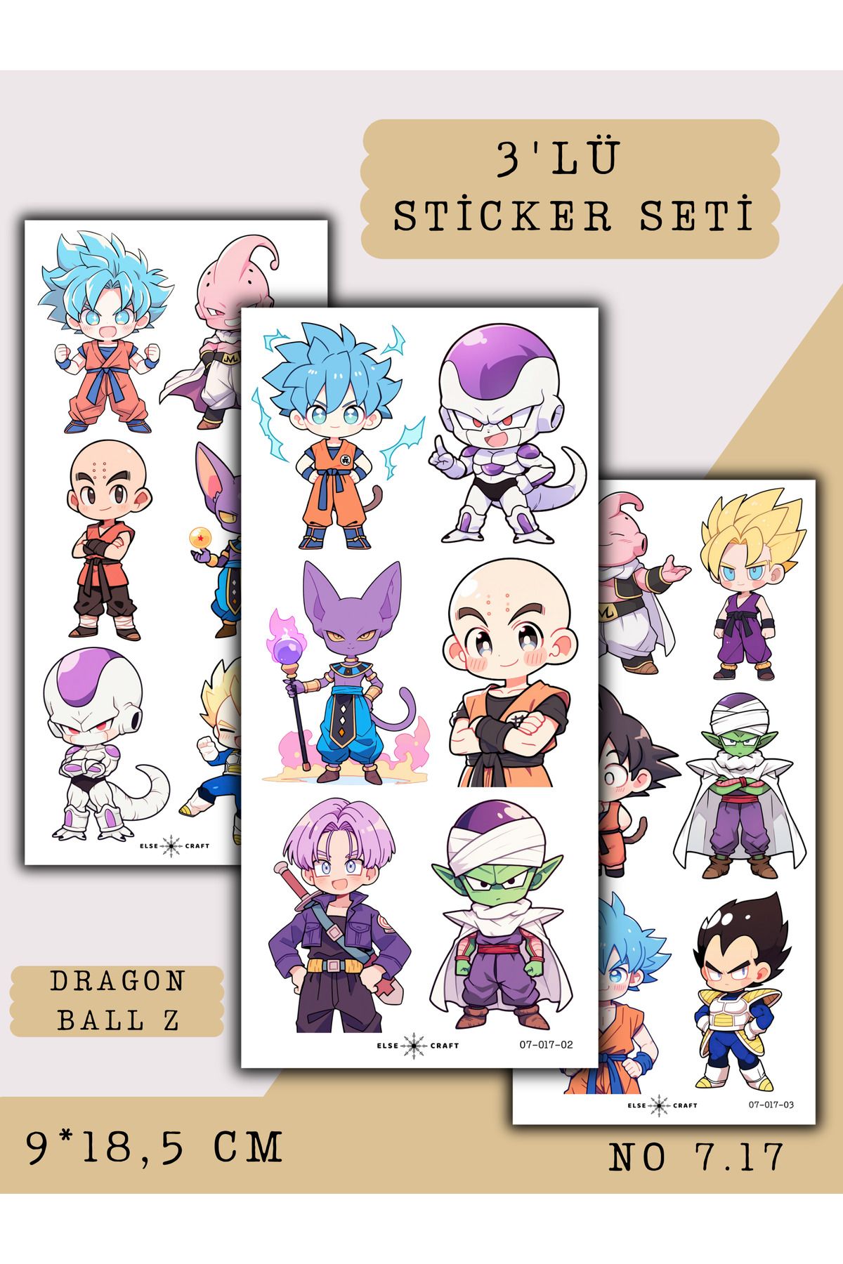 Else Craft 3'lü Dragon Ball Z Anime Manga Temalı Sticker 7.17