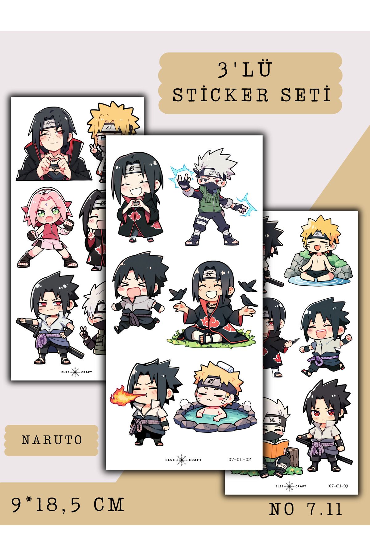Else Craft 3'lü Naruto Anime Manga Temalı Sticker 7.11