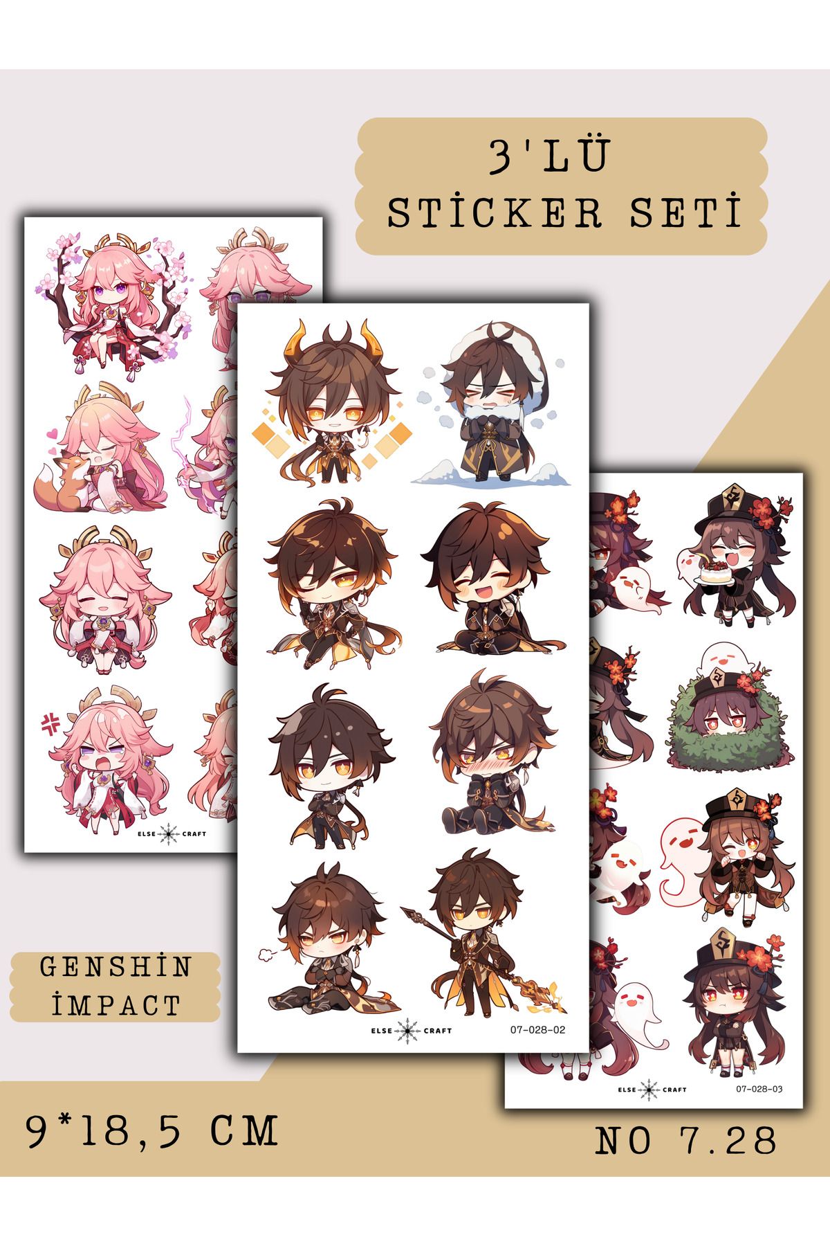 Else Craft 3'lü Genshin İmpact Anime Manga Temalı Sticker 7.28
