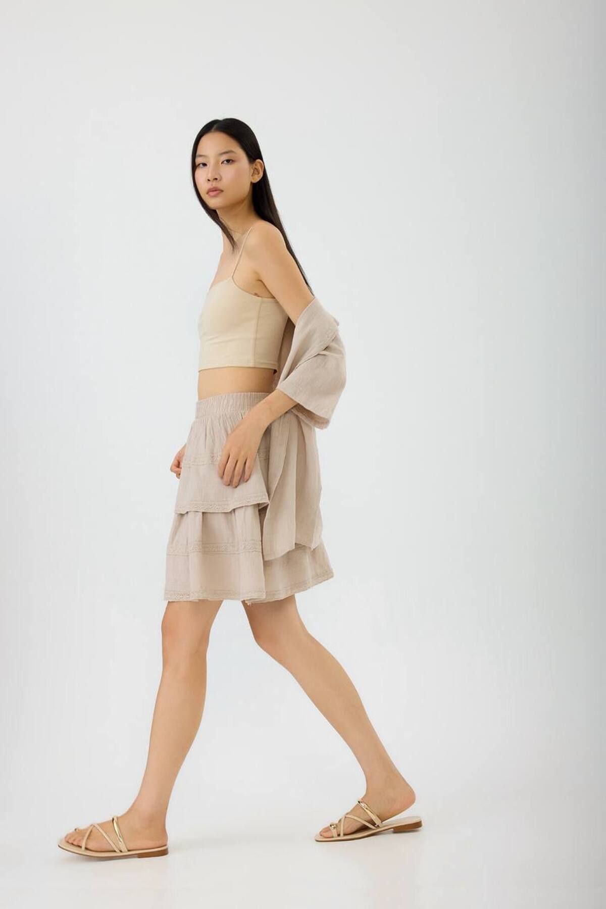 Butik Floral Lace Hem Skirt