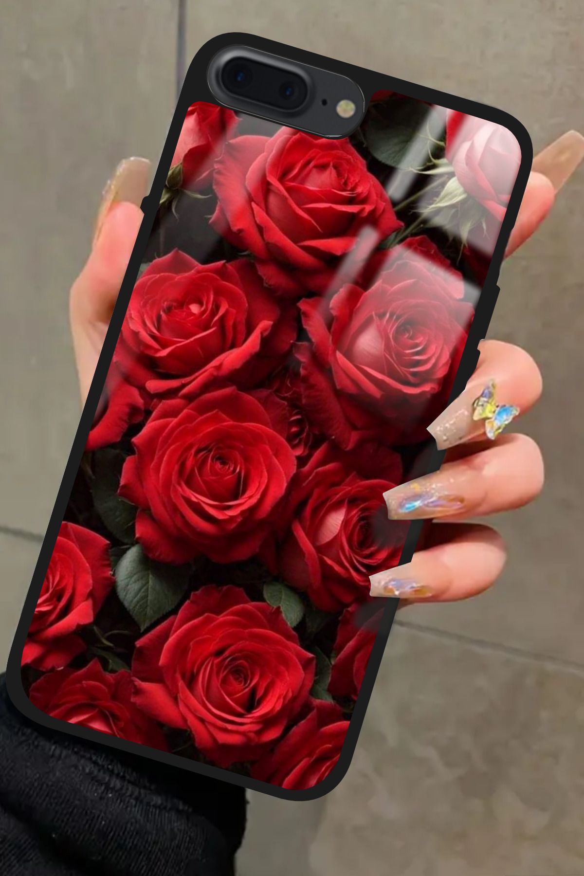 Snacase iPhone 8 Plus Uyumlu Gül Tasarımlı Glossy Premium Kılıf