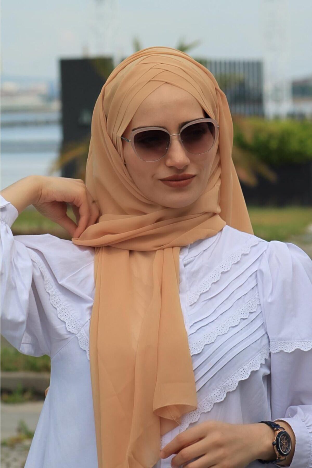 Sahra Şal Dünyası Üç Bantlı Şal Gold (HAZIR MODEL)