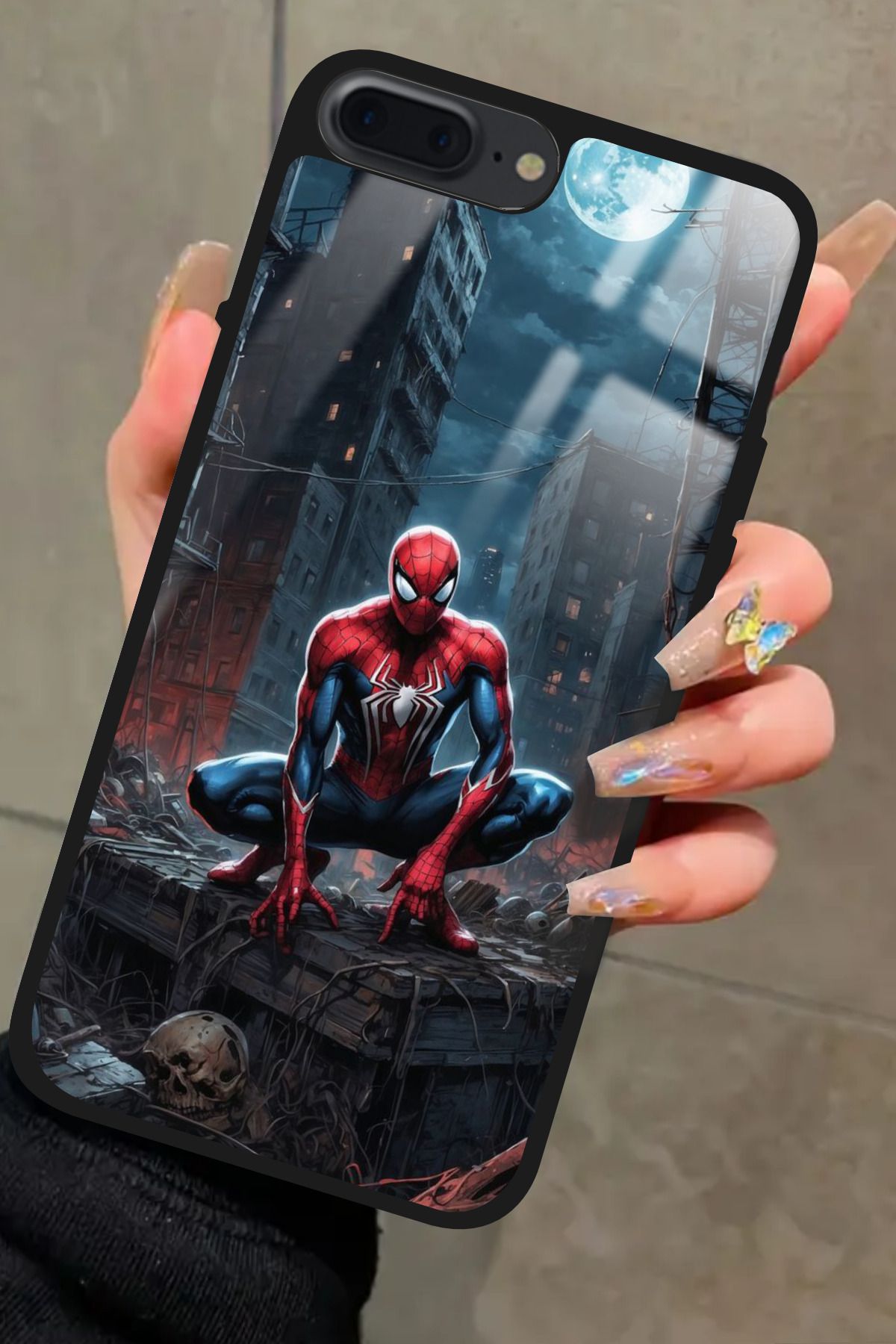 Snacase iPhone 8 Plus Uyumlu Örümcek Adam Tasarımlı Glossy Premium Kılıf