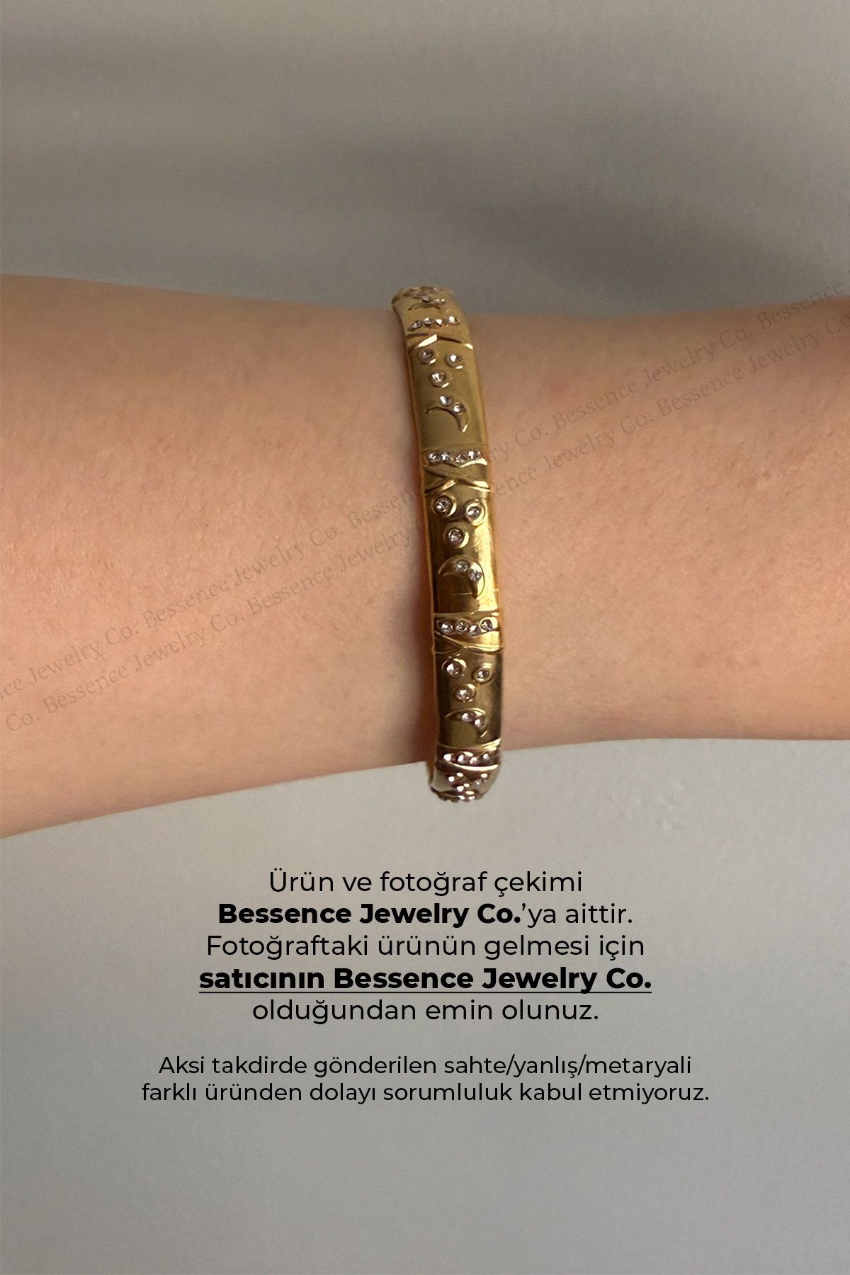 Bessence Jewelry Co Zirkon Taşlı Ay Detaylı Vintage Kelepçe, Bileklik-Çelik,Ayarlanabilir