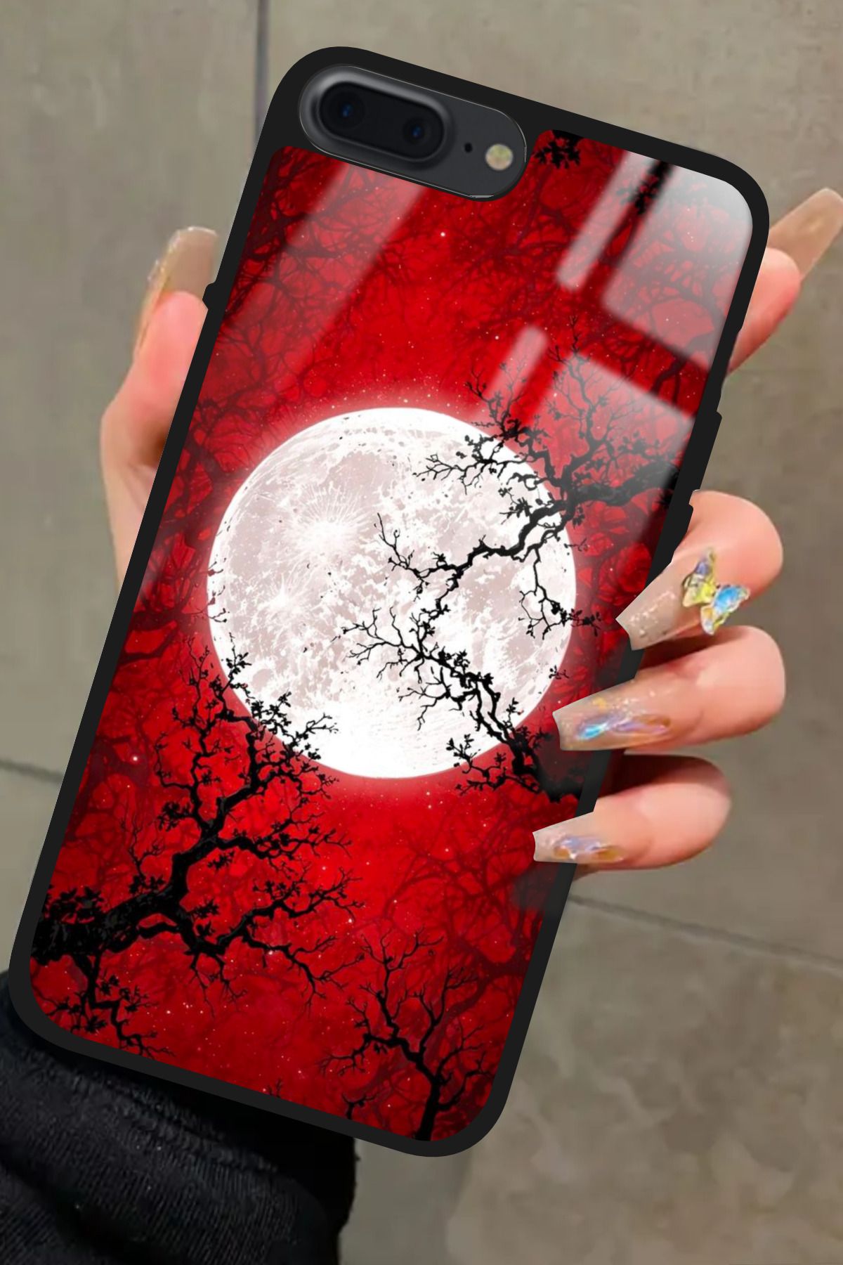 Snacase iPhone 8 Plus Uyumlu Van Gogh Kırmızı Ağaç Tablo Tasarımlı Glossy Premium Kılıf