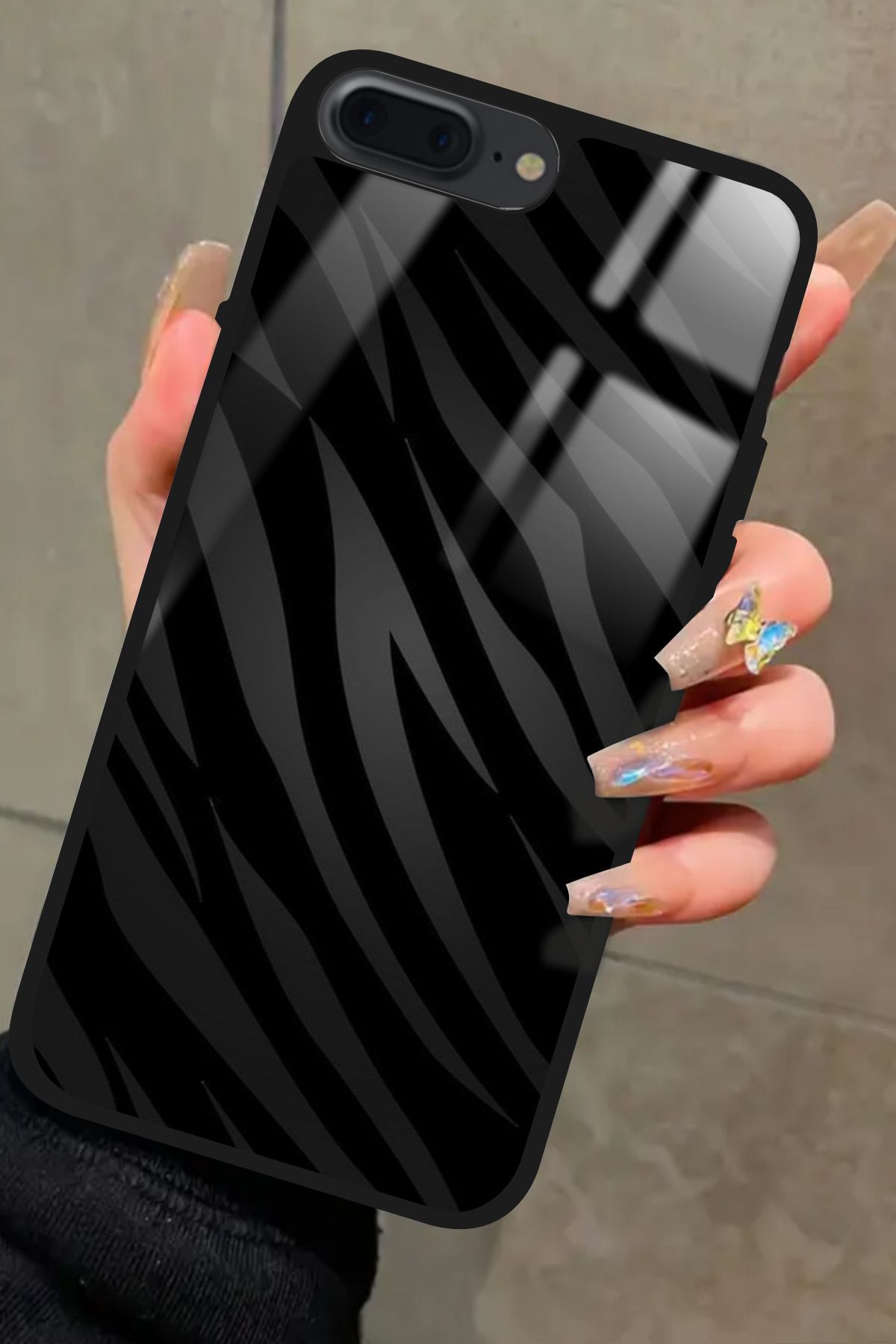 Snacase iPhone 8 Plus Uyumlu Zebra Tasarımlı Glossy Premium Kılıf