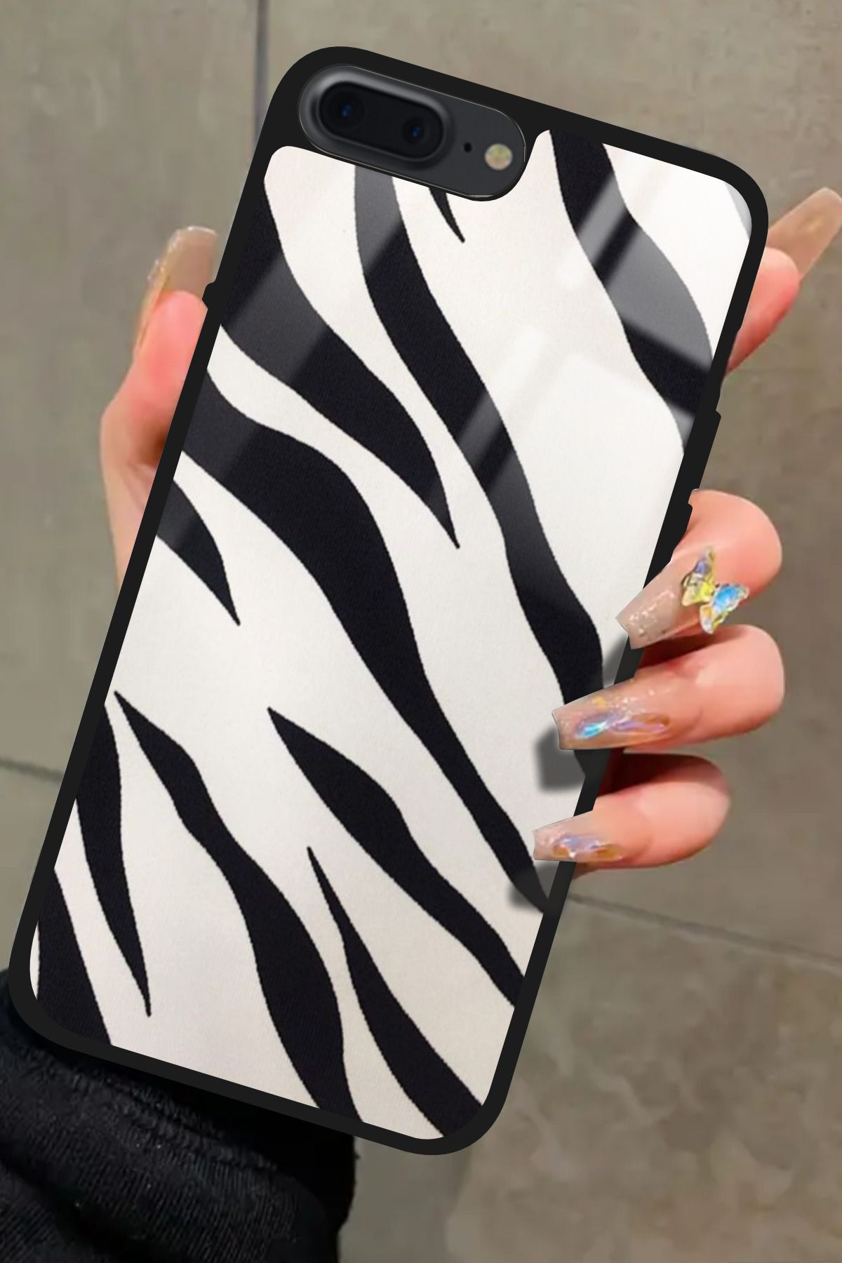 Snacase iPhone 8 Plus Uyumlu Zebra Tasarımlı Glossy Premium Kılıf