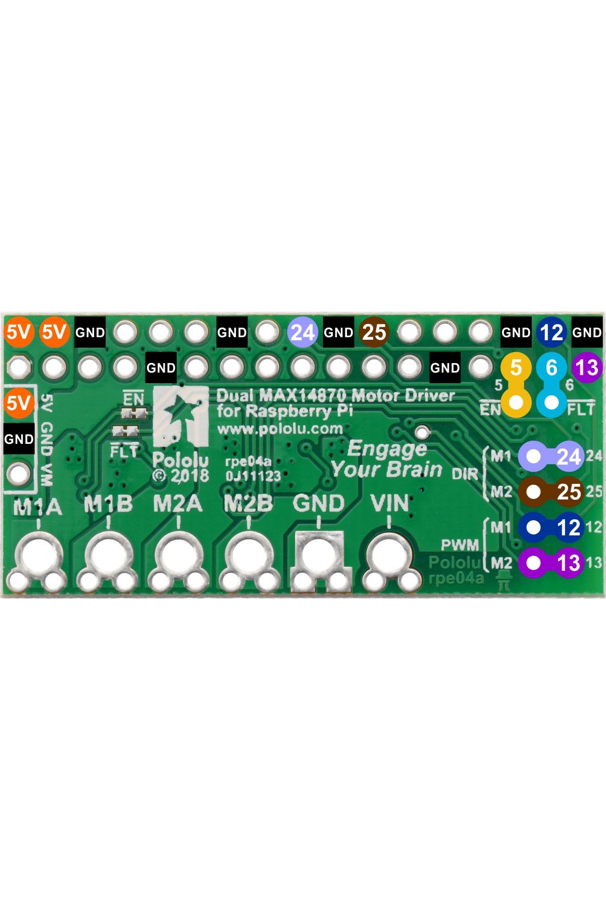 Pololu-Dual MAX14870 Motor Driver for Raspberry Pi (Partial Kit) 5