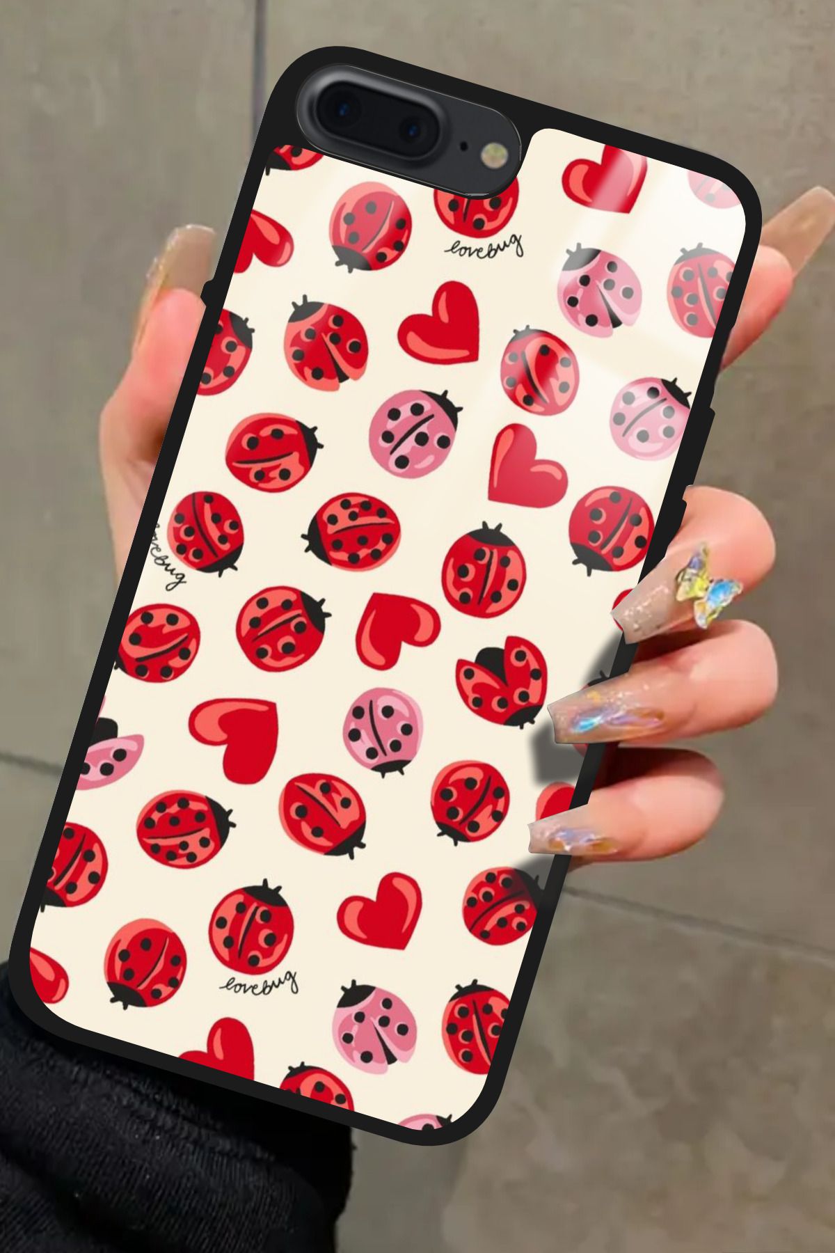 Snacase iPhone 7 Plus Uyumlu Uğur Böceği Tasarımlı Glossy Premium Kılıf
