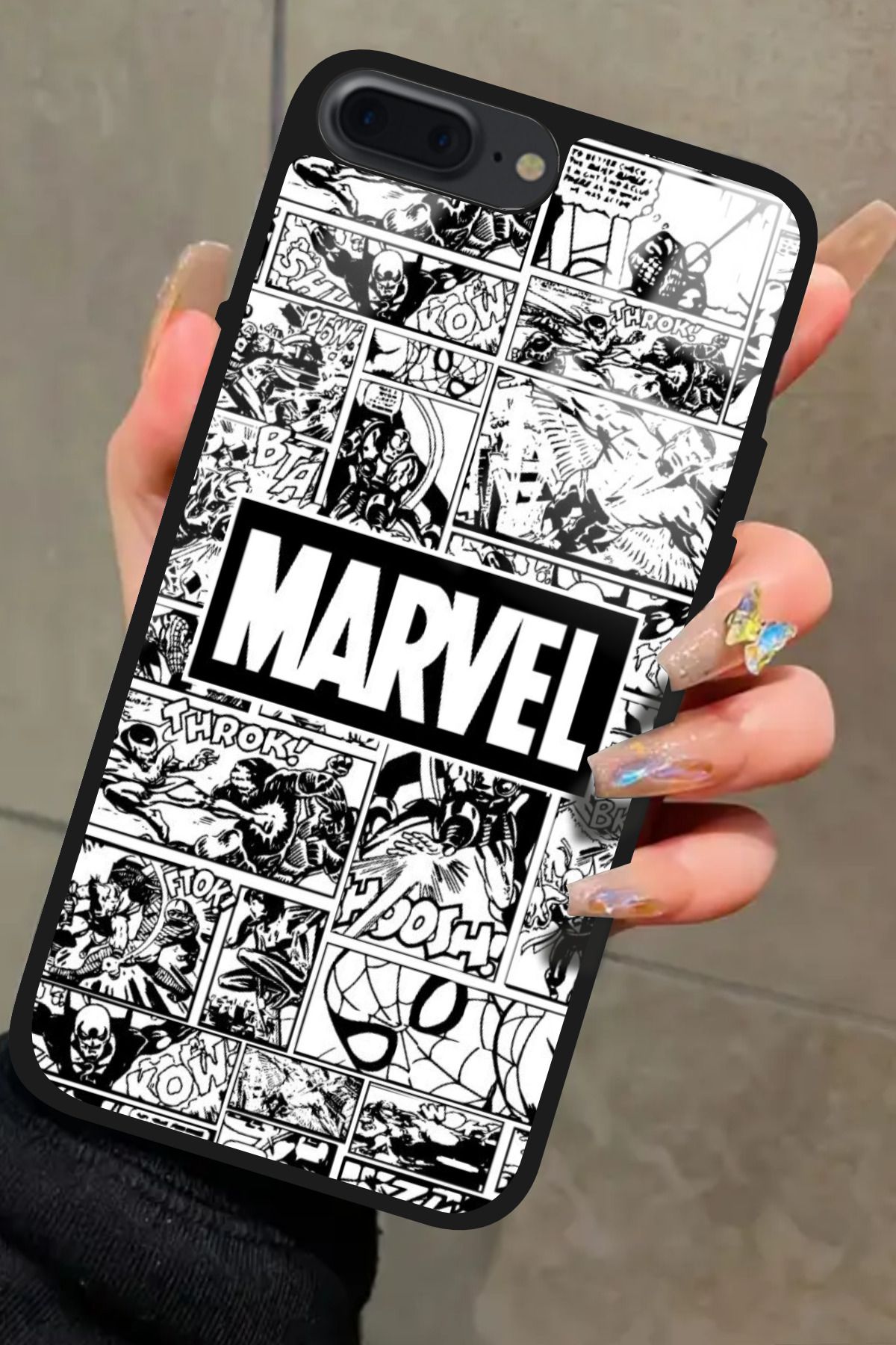 Snacase iPhone 8 Plus Uyumlu Marvel Tasarımlı Glossy Premium Kılıf