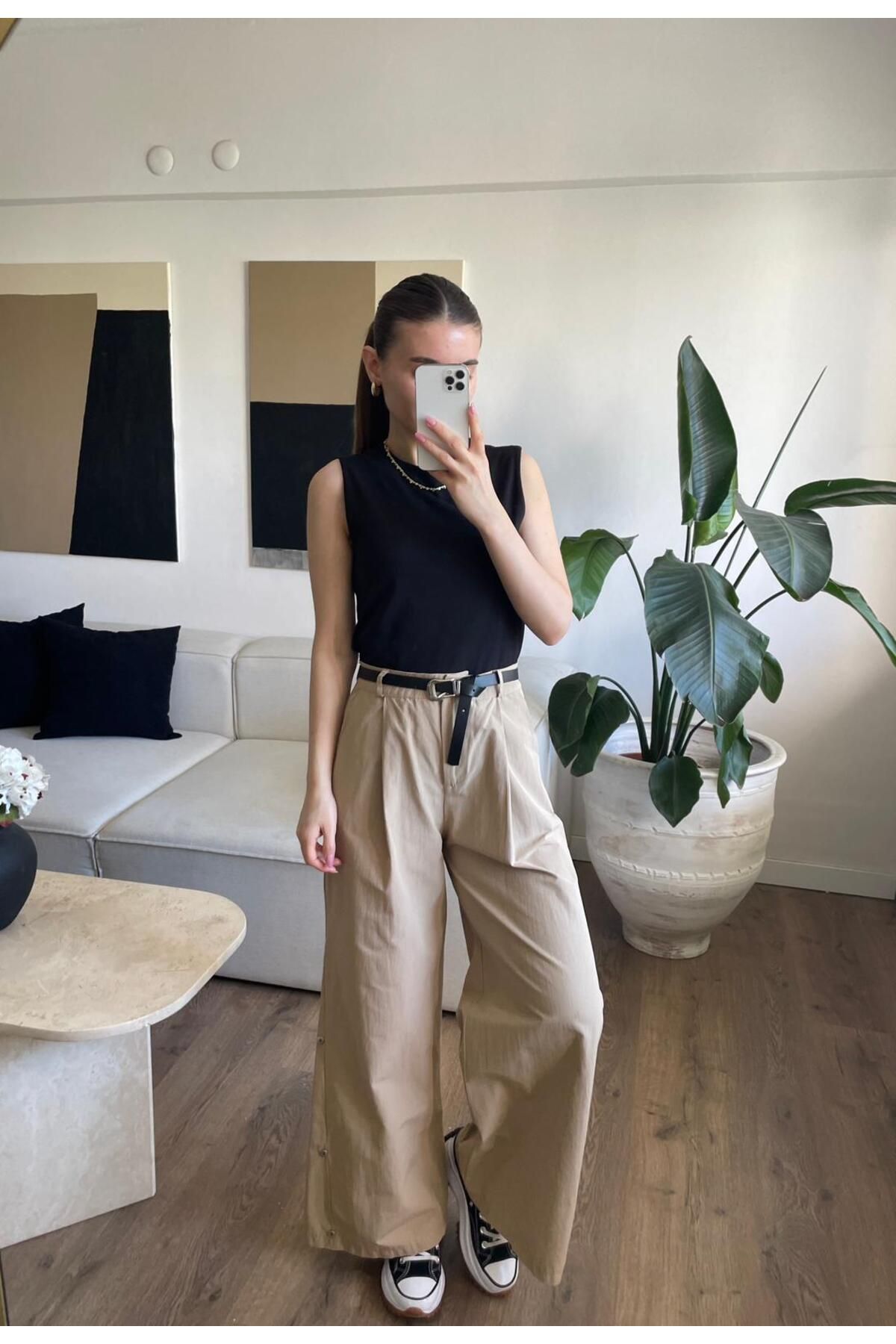 Özgece TASARIM DÜZ KESİM PARAŞÜT PANTOLON