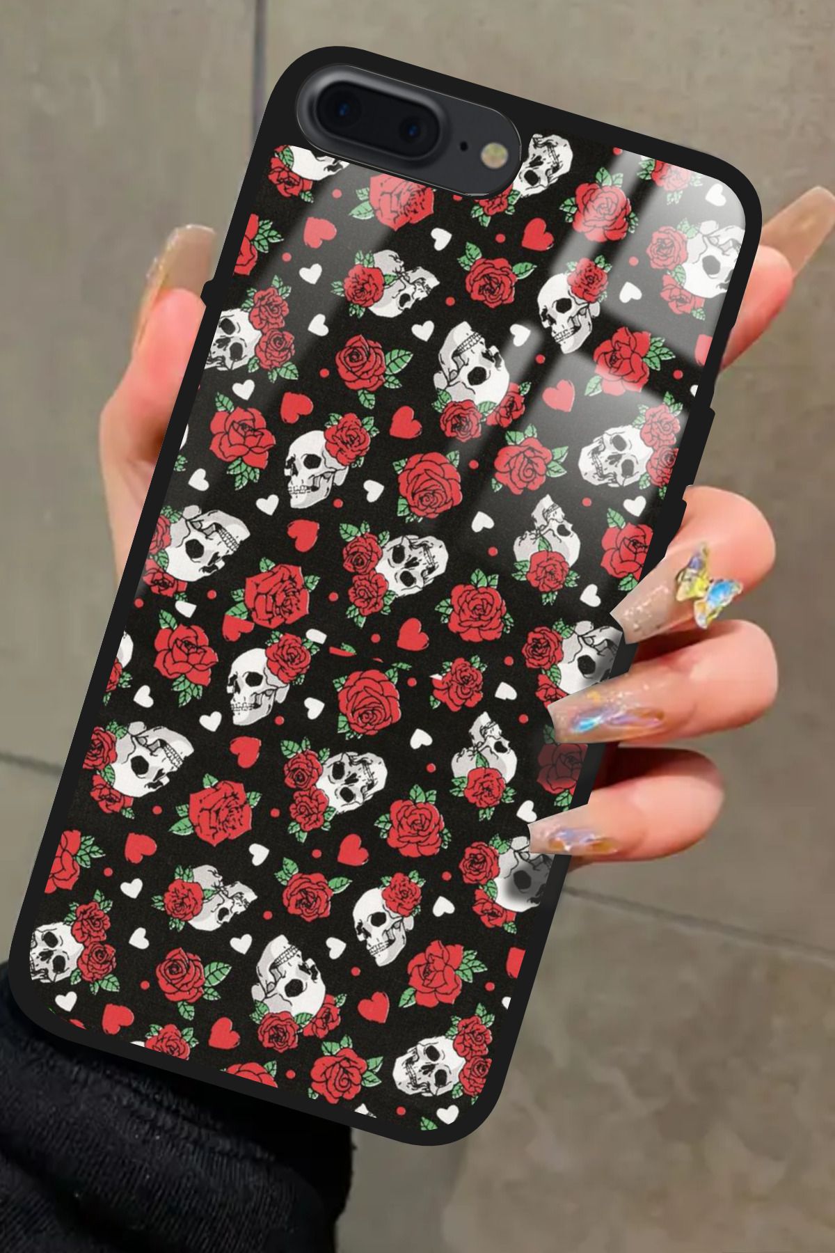 Snacase iPhone 7 Plus Uyumlu Kurukafa Tasarımlı Glossy Premium Kılıf