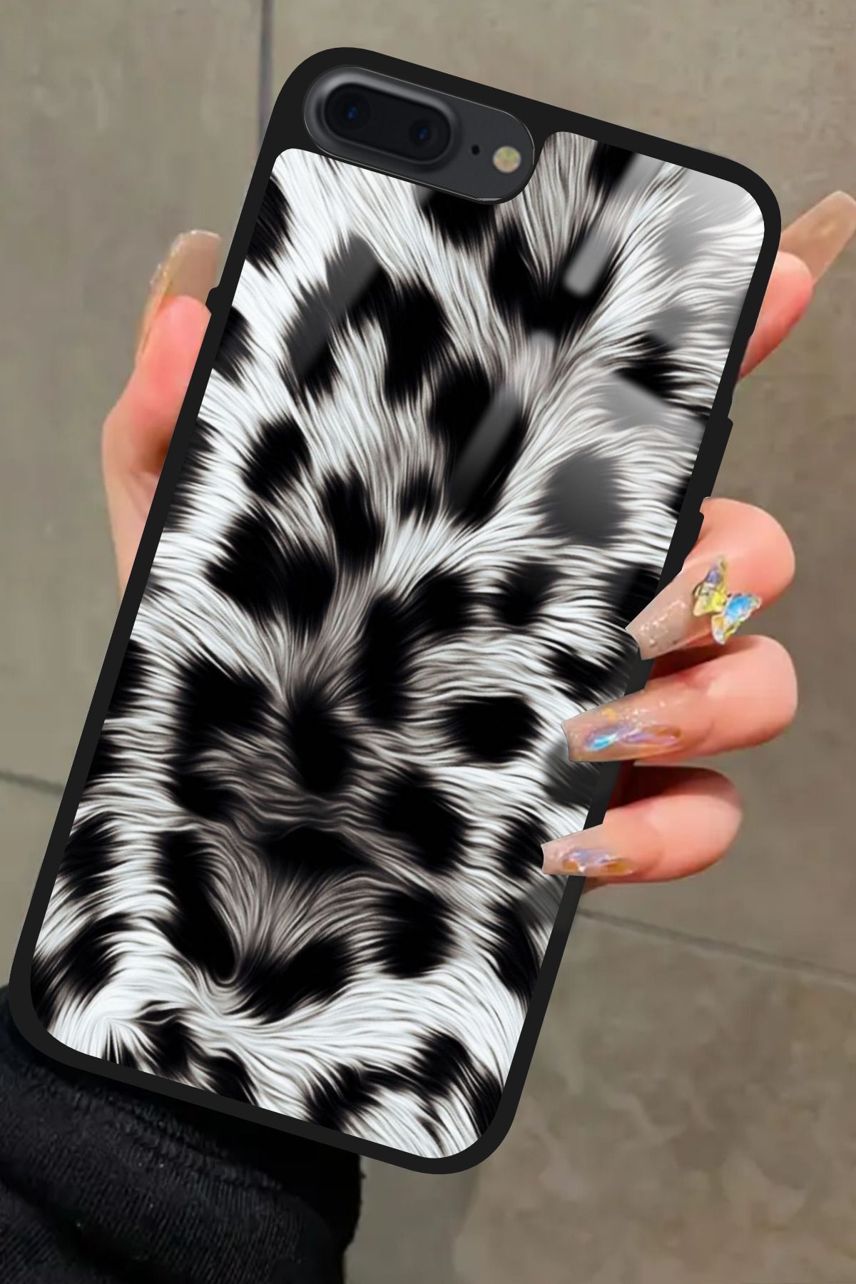 Snacase iPhone 8 Plus Uyumlu Leopar Tasarımlı Glossy Premium Kılıf