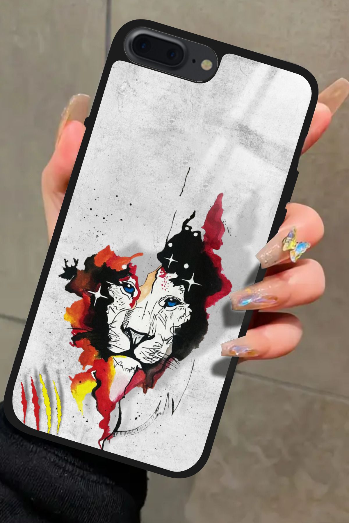Snacase iPhone 7 Plus Uyumlu Aslan Tasarımlı Glossy Premium Kılıf