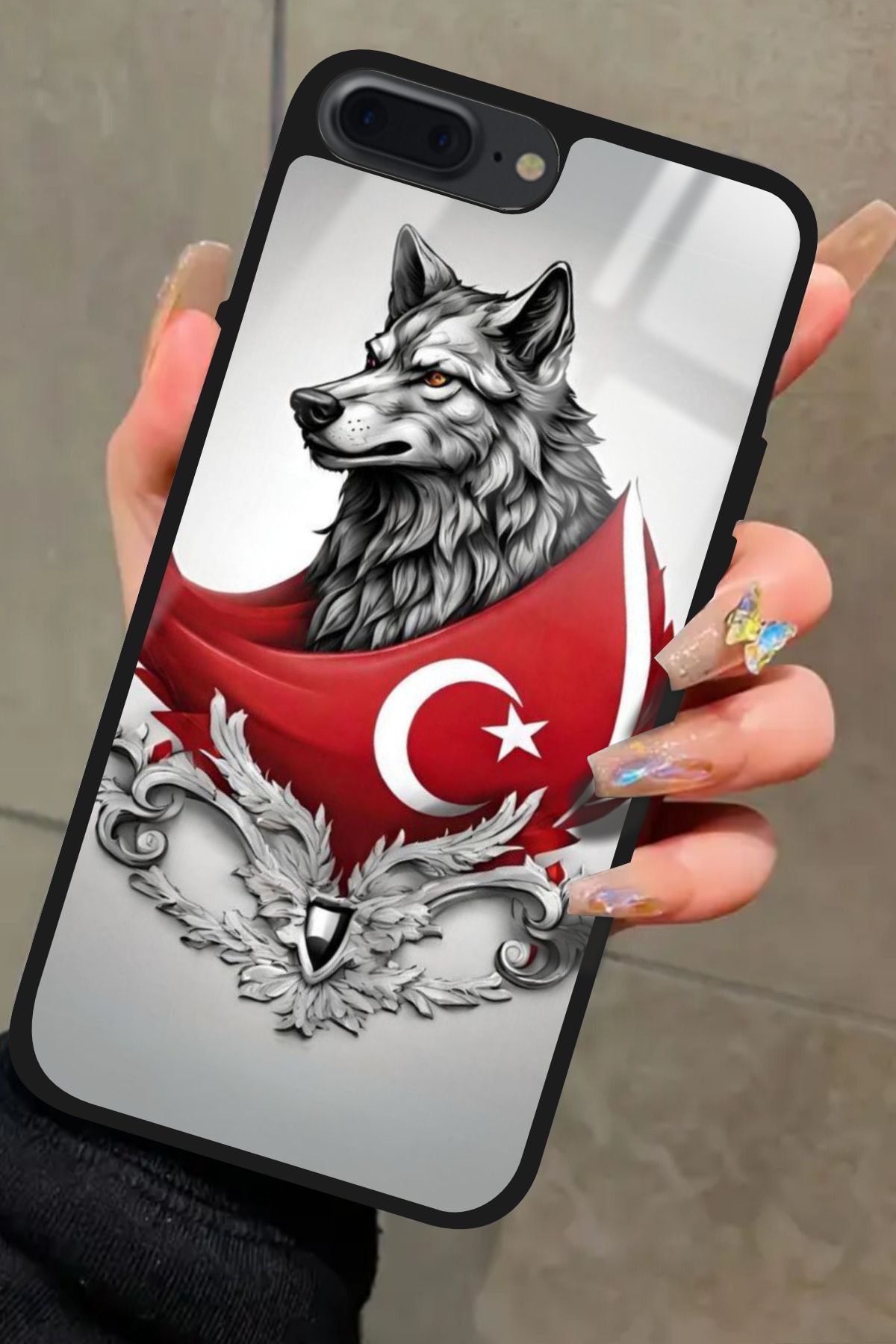Snacase iPhone 8 Plus Uyumlu Türk Bayrağı Tasarımlı Glossy Premium Kılıf
