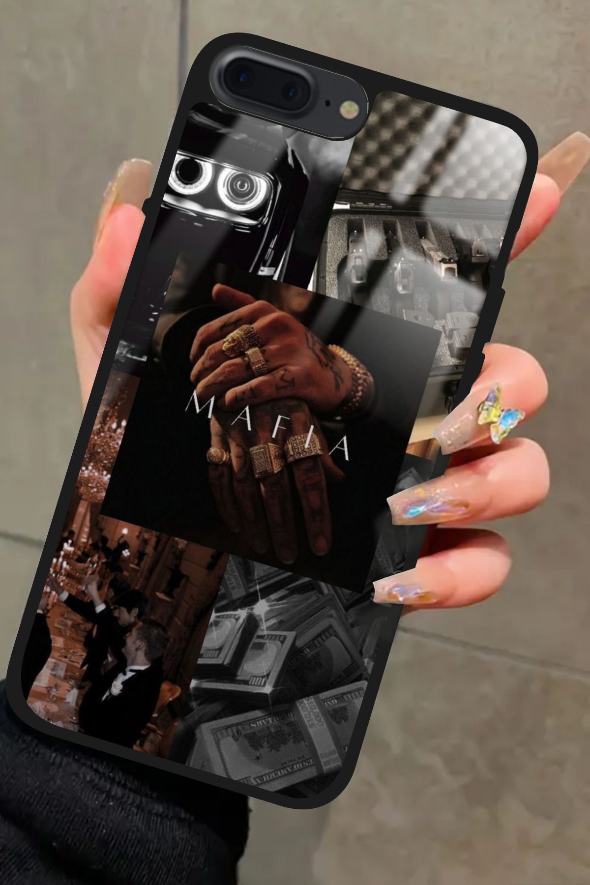 Snacase iPhone 8 Plus Uyumlu Mafia Tasarımlı Glossy Premium Kılıf