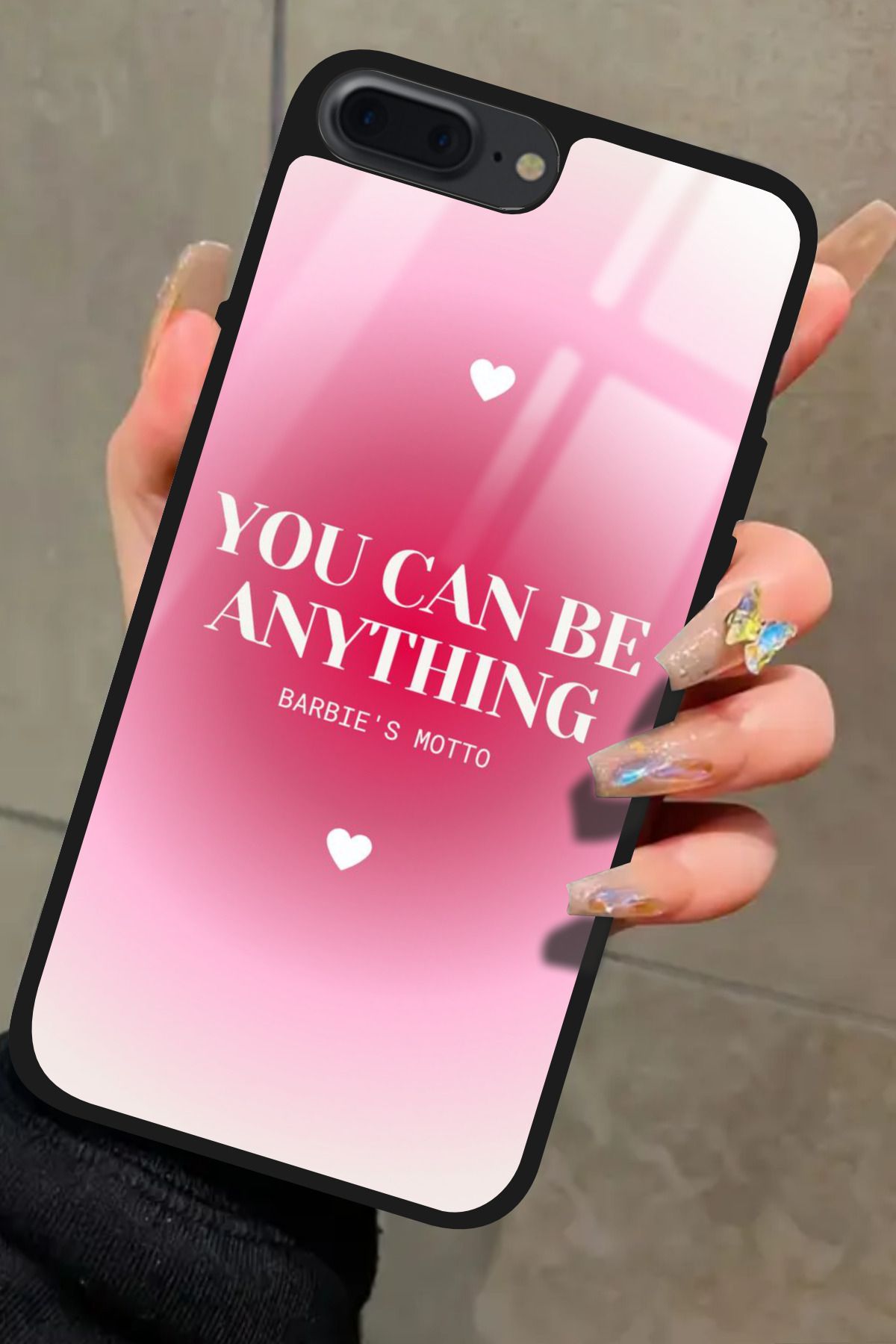 Snacase iPhone 8 Plus Uyumlu Barbies Motto Yazılı Glossy Premium Kılıf