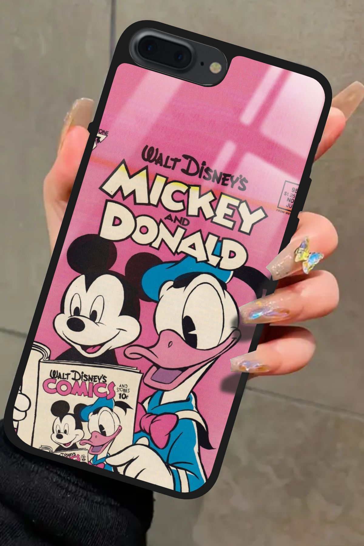 Snacase iPhone 7 Plus Uyumlu Mıckey Donald Tasarımlı Glossy Premium Kılıf