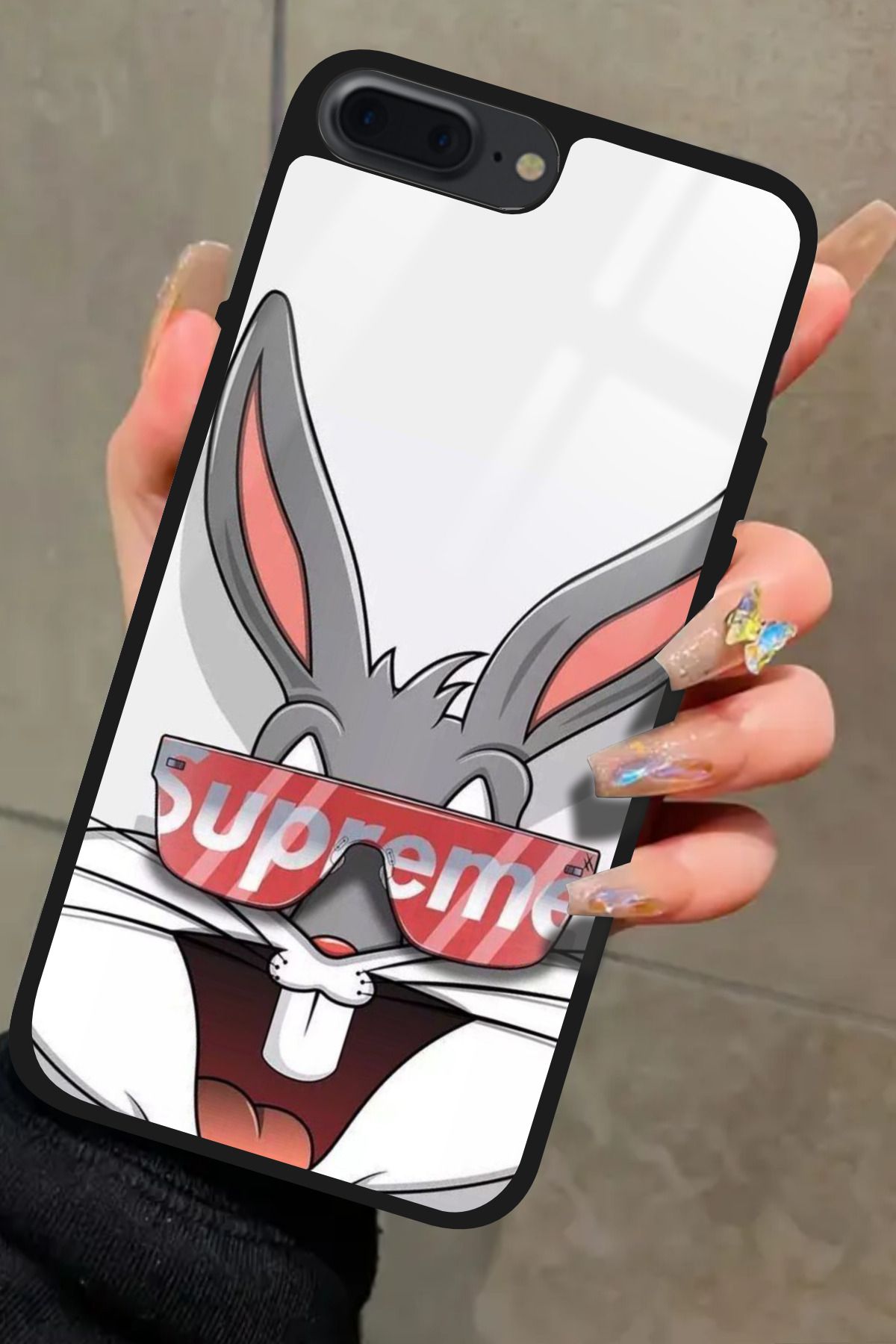 Snacase iPhone 8 Plus Uyumlu Bugs Bunny Tasarımlı Glossy Premium Kılıf